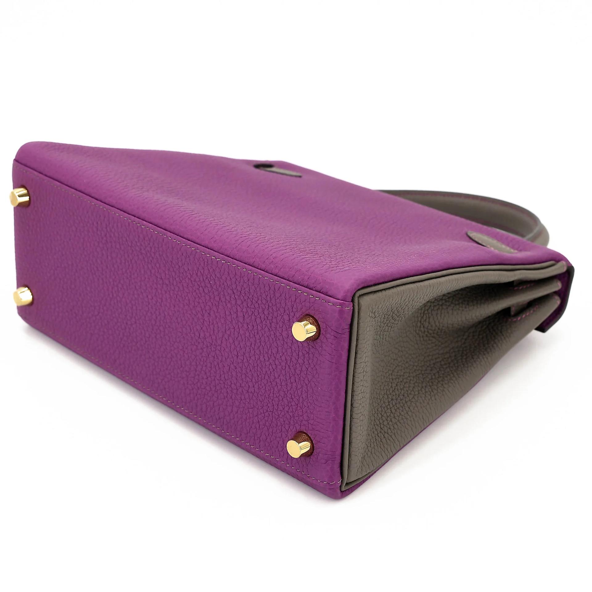 Unused ( Rank NS ) HERMÈS Special Order Kelly 25 HSS Anemone (P9) Etain (8F) Togo Gold hardware D (2019) - 6