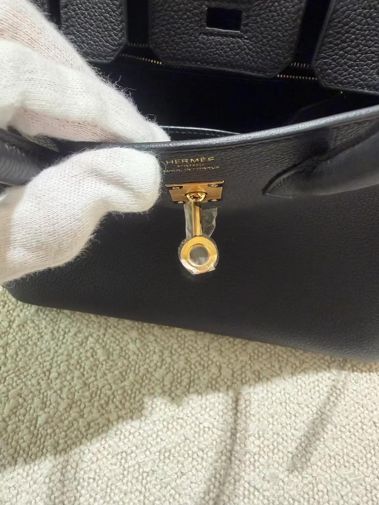 Unused ( Rank NS ) HERMÈS Birkin 25 Noir (89) Togo Gold hardware K (2025) - 16