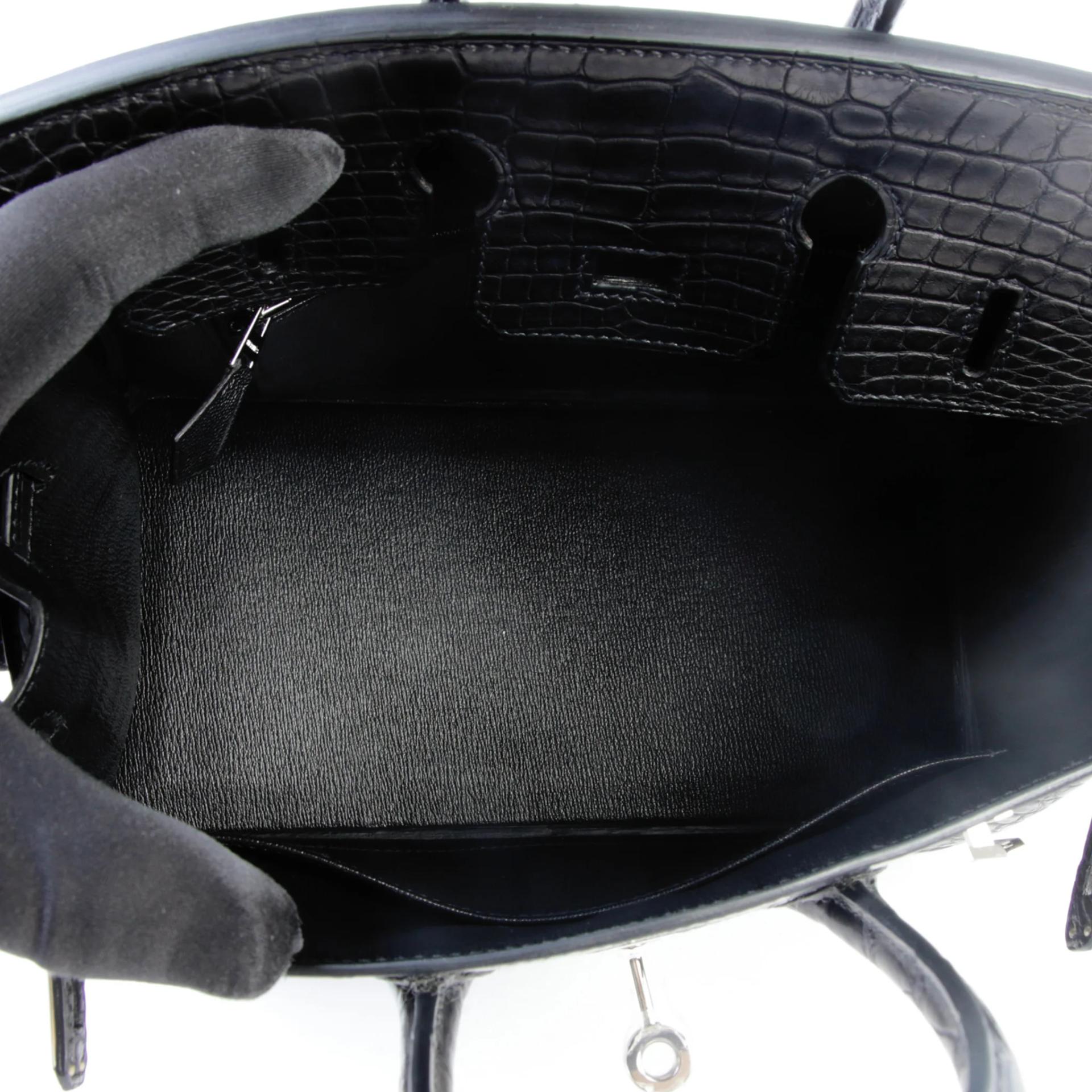 Brand New ( Rank N ) HERMÈS Birkin 25 Noir (89) Matte Alligator Palladium hardware K (2025) - 10