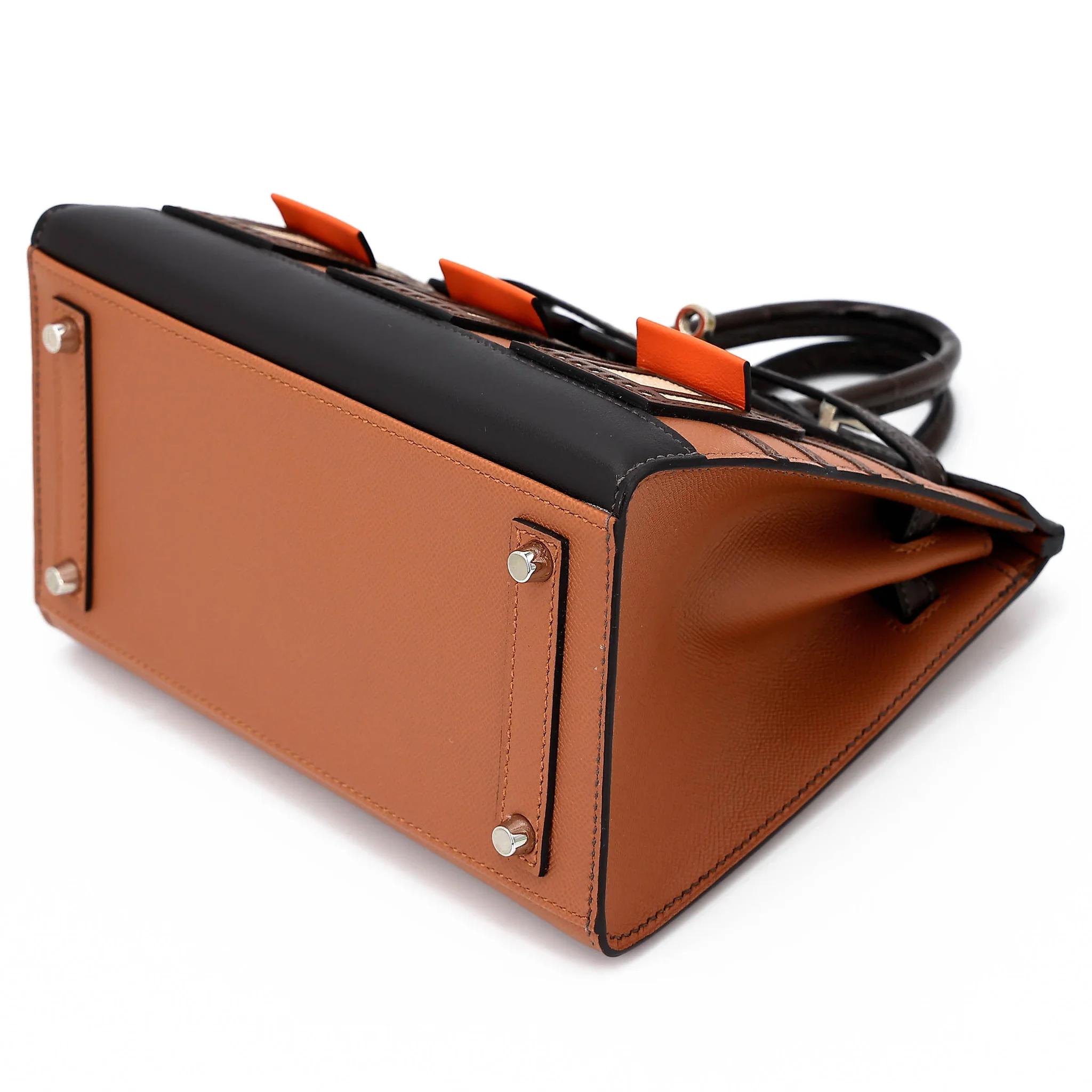 ランク SA HERMÈS エルメス 限定品 バーキン フォーブル ゴールド (37) エベンヌ (46) ブリュレ (4G) オレンジ (93) クレ (10) クロコダイル アリゲーター マット マダム ソンブレロ スイフト シルバー金具 Y刻印 (2020) - 4