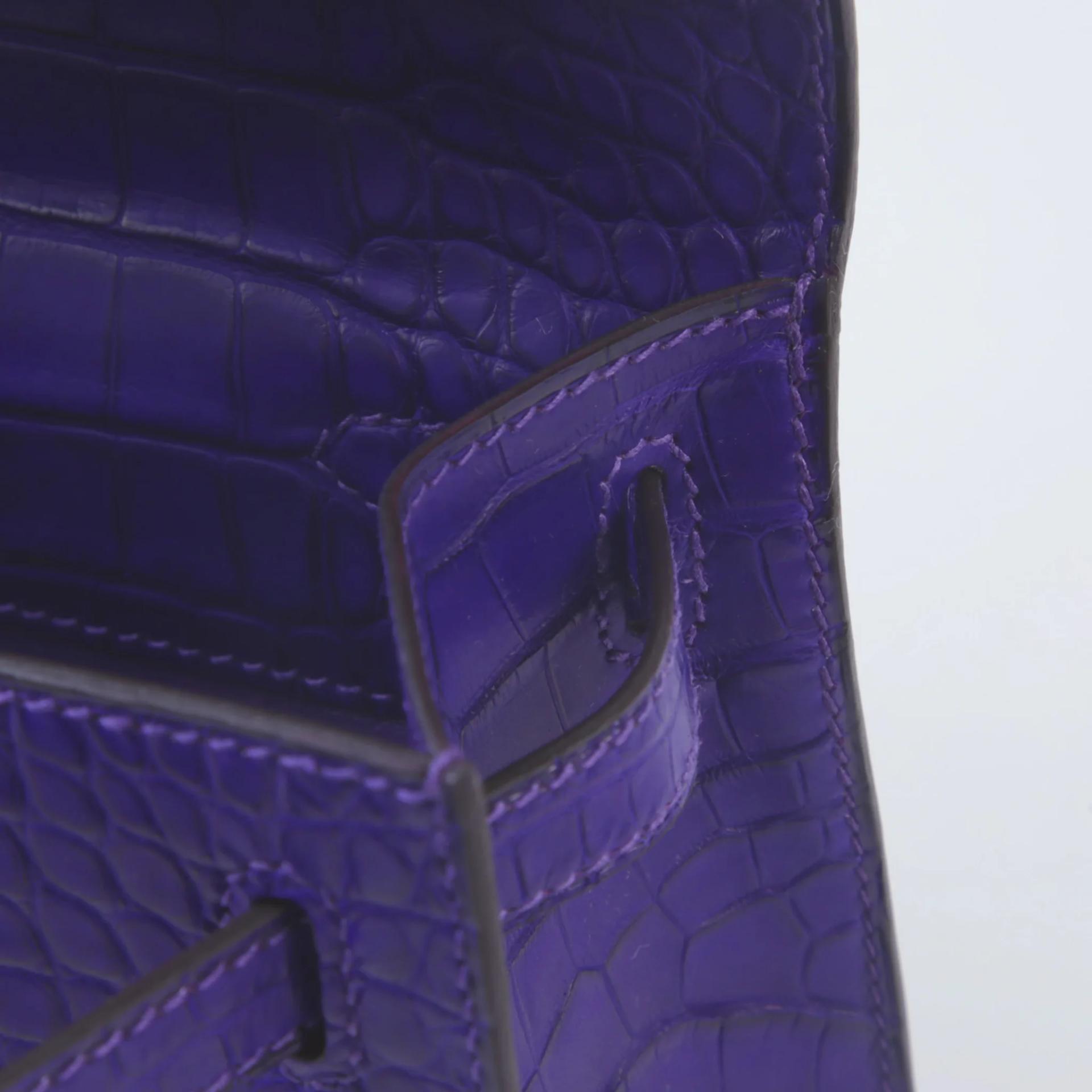 Brand New ( Rank N ) HERMÈS Kelly Pochette Purple (X3) Matte Alligator Palladium hardware G (2026) - 12