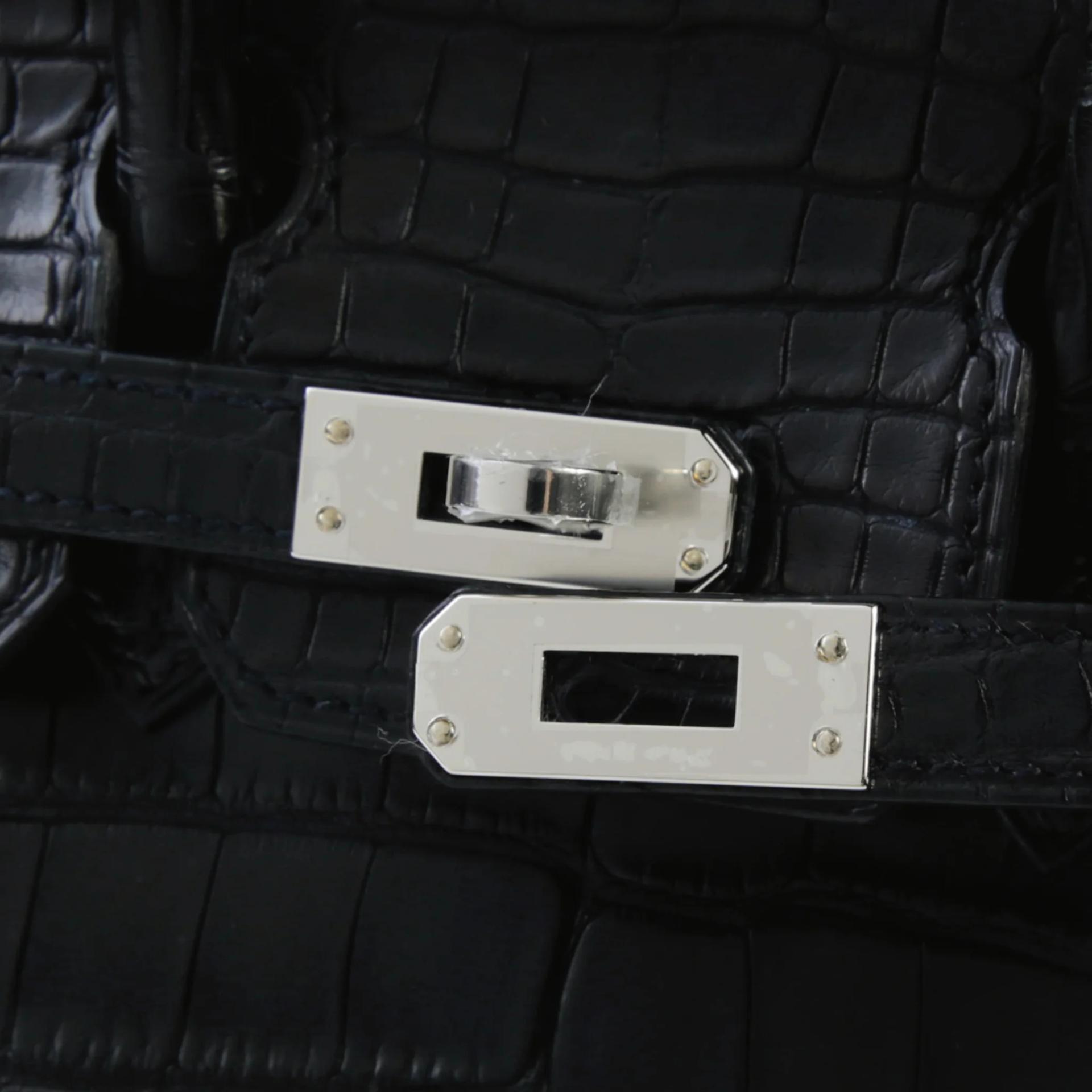 Brand New ( Rank N ) HERMÈS Birkin 25 Noir (89) Matte Alligator Palladium hardware K (2025) - 8