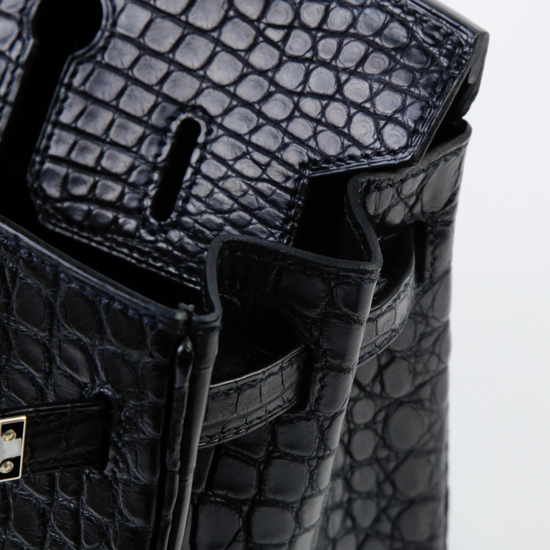 Brand New ( Rank N ) HERMÈS Birkin 25 Noir (89) Matte Alligator Palladium hardware K (2025) - 11