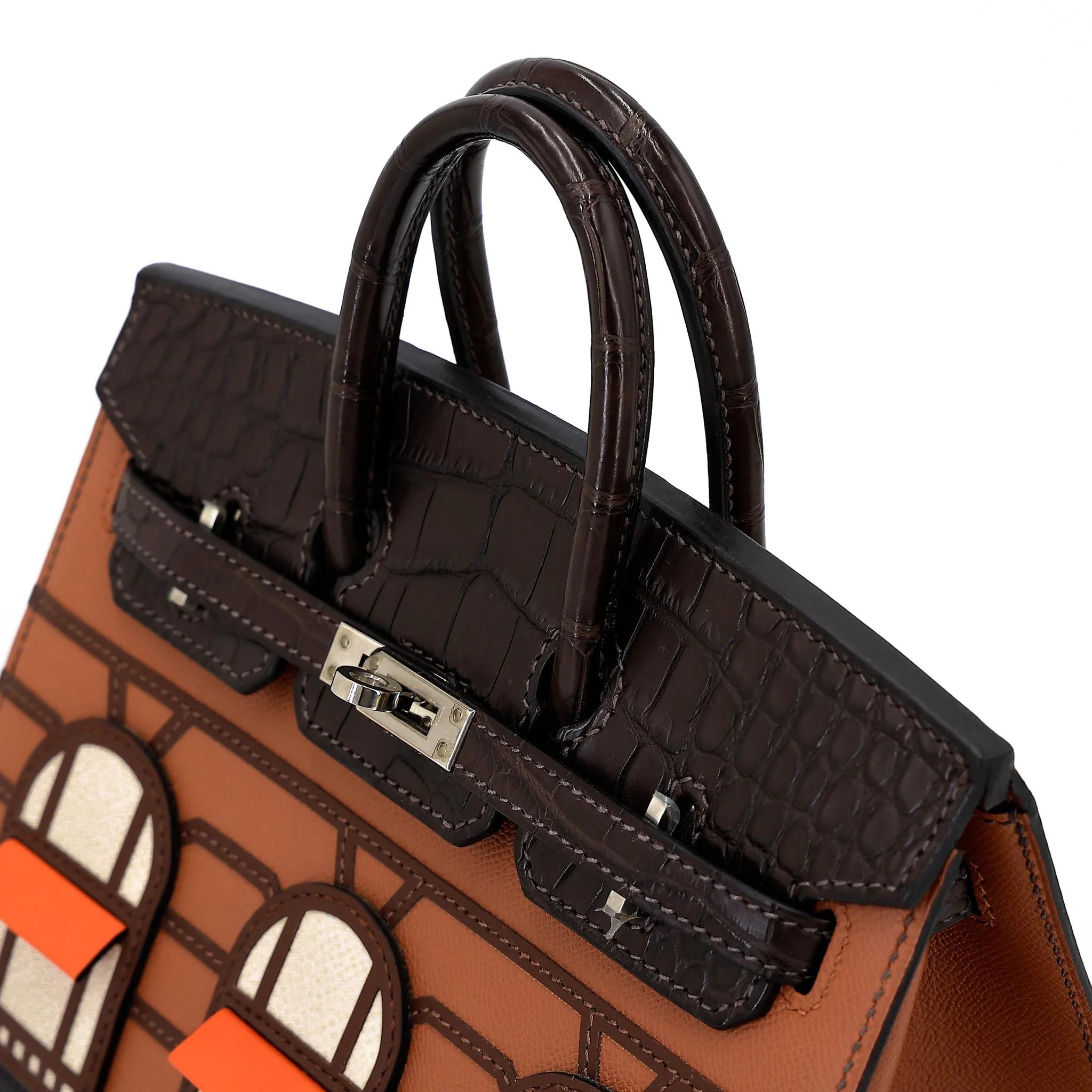ランク SA HERMÈS エルメス 限定品 バーキン フォーブル ゴールド (37) エベンヌ (46) ブリュレ (4G) オレンジ (93) クレ (10) クロコダイル アリゲーター マット マダム ソンブレロ スイフト シルバー金具 Y刻印 (2020) - 3