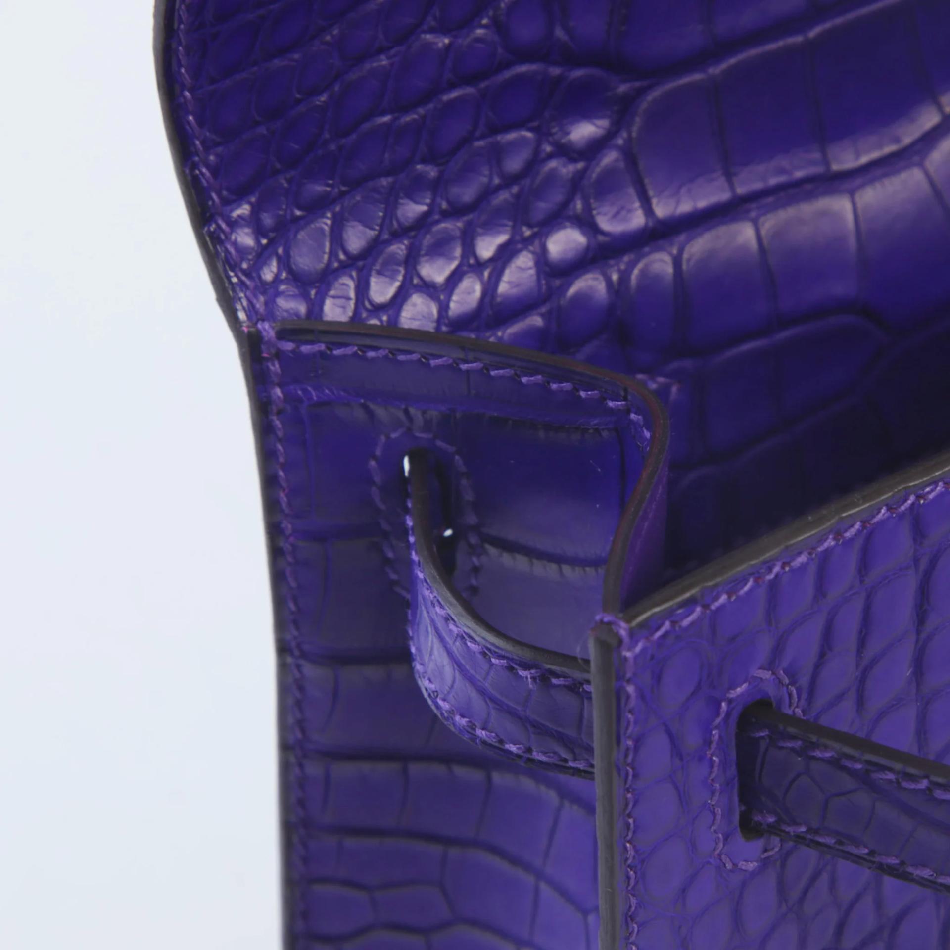 Brand New ( Rank N ) HERMÈS Kelly Pochette Purple (X3) Matte Alligator Palladium hardware G (2026) - 13