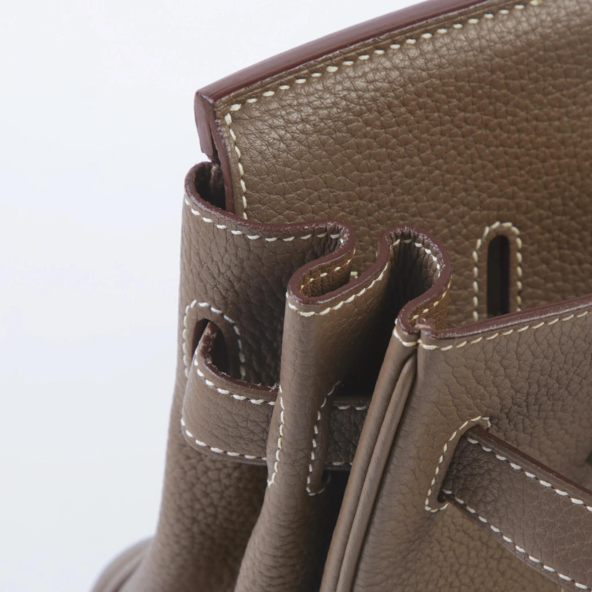Very Good ( Rank A) HERMÈS Birkin 30 Etoupe (18) Togo Palladium hardware Square R (2014) - 13