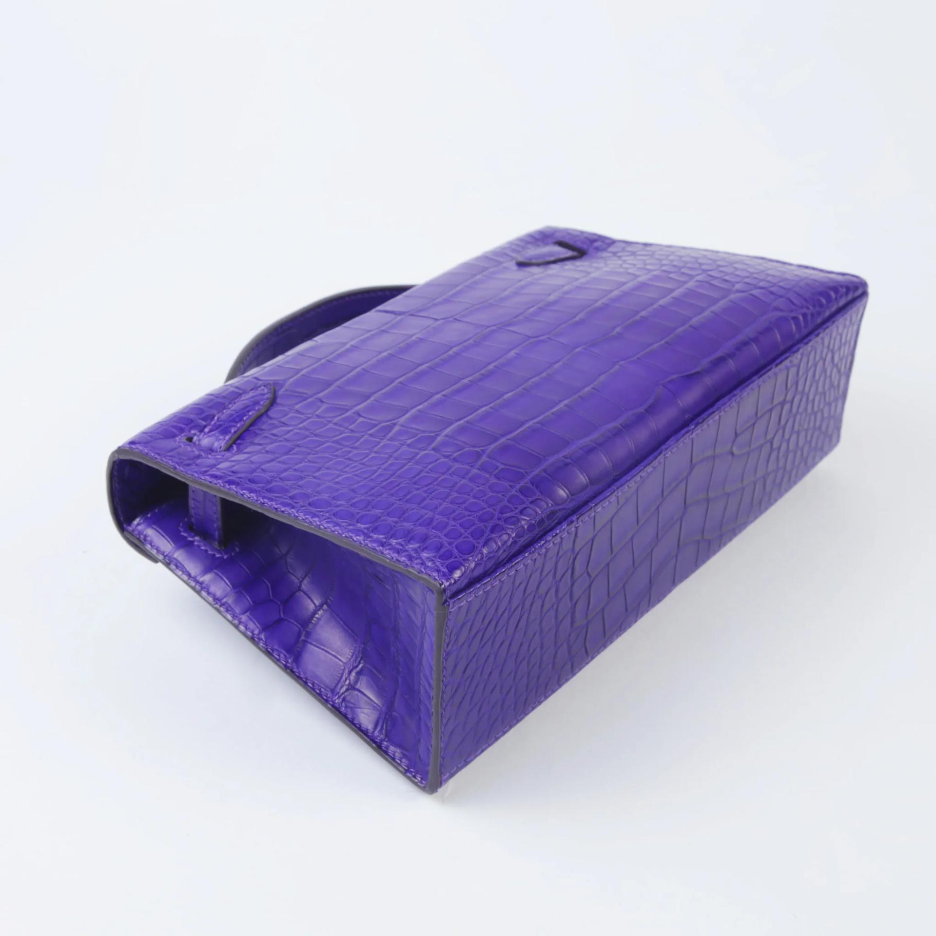 Brand New ( Rank N ) HERMÈS Kelly Pochette Purple (X3) Matte Alligator Palladium hardware G (2026) - 6