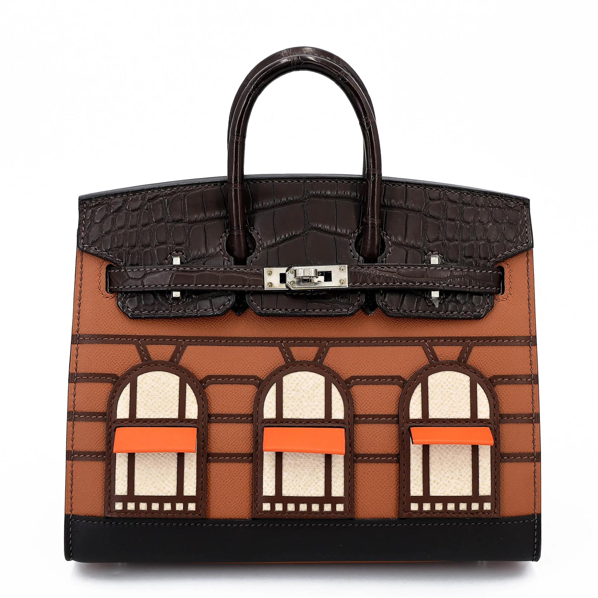 SA超美品 HERMÈS 爱马仕 限量收藏款 Birkin Faubourg 20 房子包 37 金棕色 Gold 46 乌木色 Ebene 4G Brulee 93 爱马仕橘 Orange 10 奶昔白 Craie □ 短吻鳄 雾面 Madame皮 Sombrero皮 Swift牛皮 银扣 Y刻 2020年 - 1