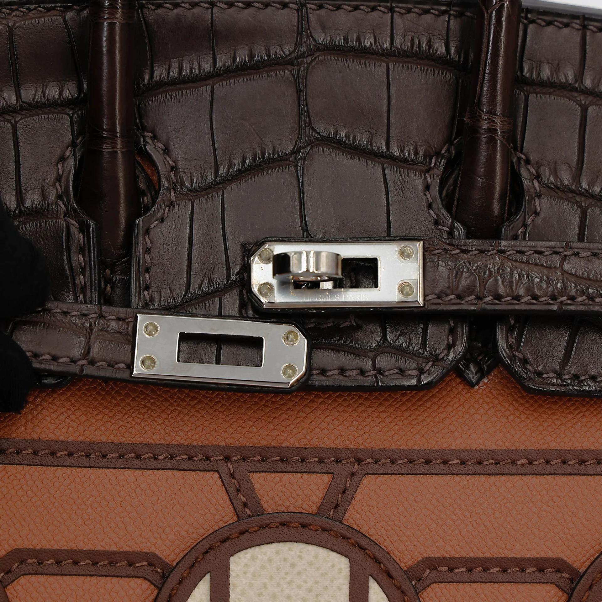 SA超美品 HERMÈS 爱马仕 限量收藏款 Birkin Faubourg 20 房子包 37 金棕色 Gold 46 乌木色 Ebene 4G Brulee 93 爱马仕橘 Orange 10 奶昔白 Craie □ 短吻鳄 雾面 Madame皮 Sombrero皮 Swift牛皮 银扣 Y刻 2020年 - 12