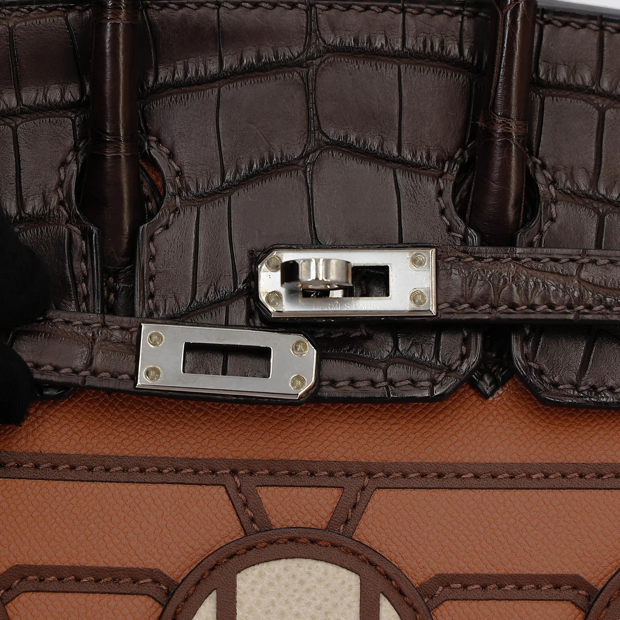 ランク SA HERMÈS エルメス 限定品 バーキン フォーブル ゴールド (37) エベンヌ (46) ブリュレ (4G) オレンジ (93) クレ (10) クロコダイル アリゲーター マット マダム ソンブレロ スイフト シルバー金具 Y刻印 (2020) - 12