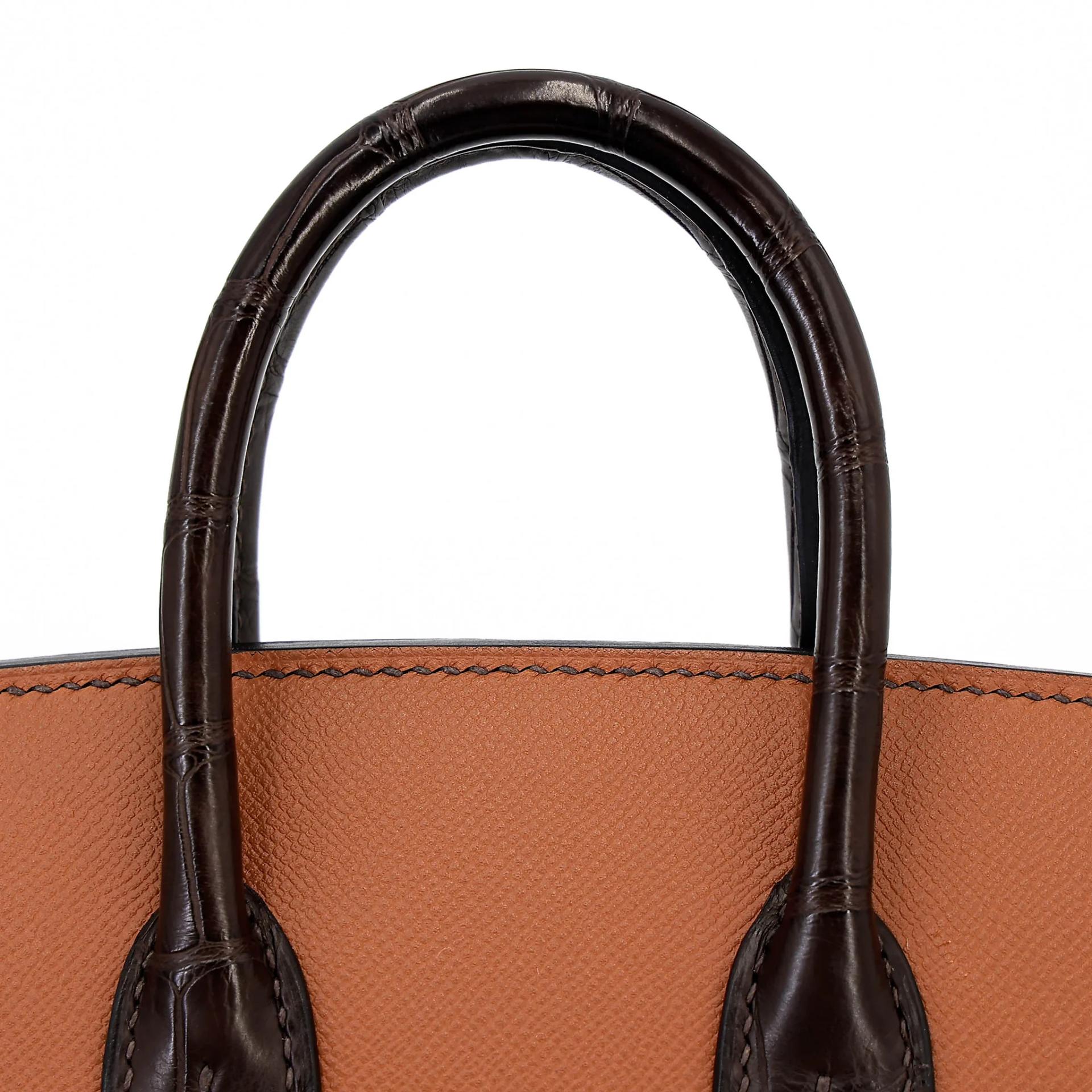 SA超美品 HERMÈS 爱马仕 限量收藏款 Birkin Faubourg 20 房子包 37 金棕色 Gold 46 乌木色 Ebene 4G Brulee 93 爱马仕橘 Orange 10 奶昔白 Craie □ 短吻鳄 雾面 Madame皮 Sombrero皮 Swift牛皮 银扣 Y刻 2020年 - 10