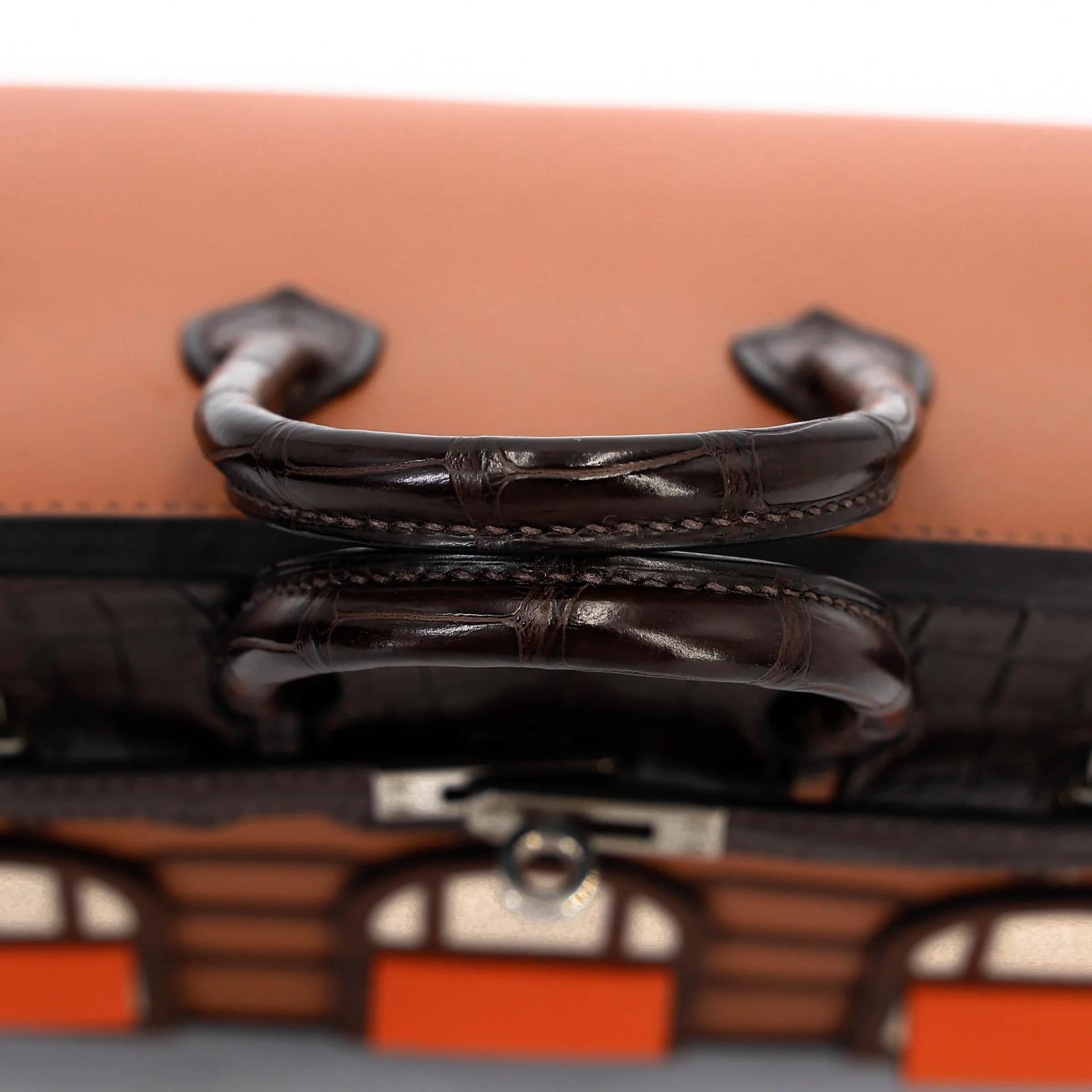 SA超美品 HERMÈS 爱马仕 限量收藏款 Birkin Faubourg 20 房子包 37 金棕色 Gold 46 乌木色 Ebene 4G Brulee 93 爱马仕橘 Orange 10 奶昔白 Craie □ 短吻鳄 雾面 Madame皮 Sombrero皮 Swift牛皮 银扣 Y刻 2020年 - 8