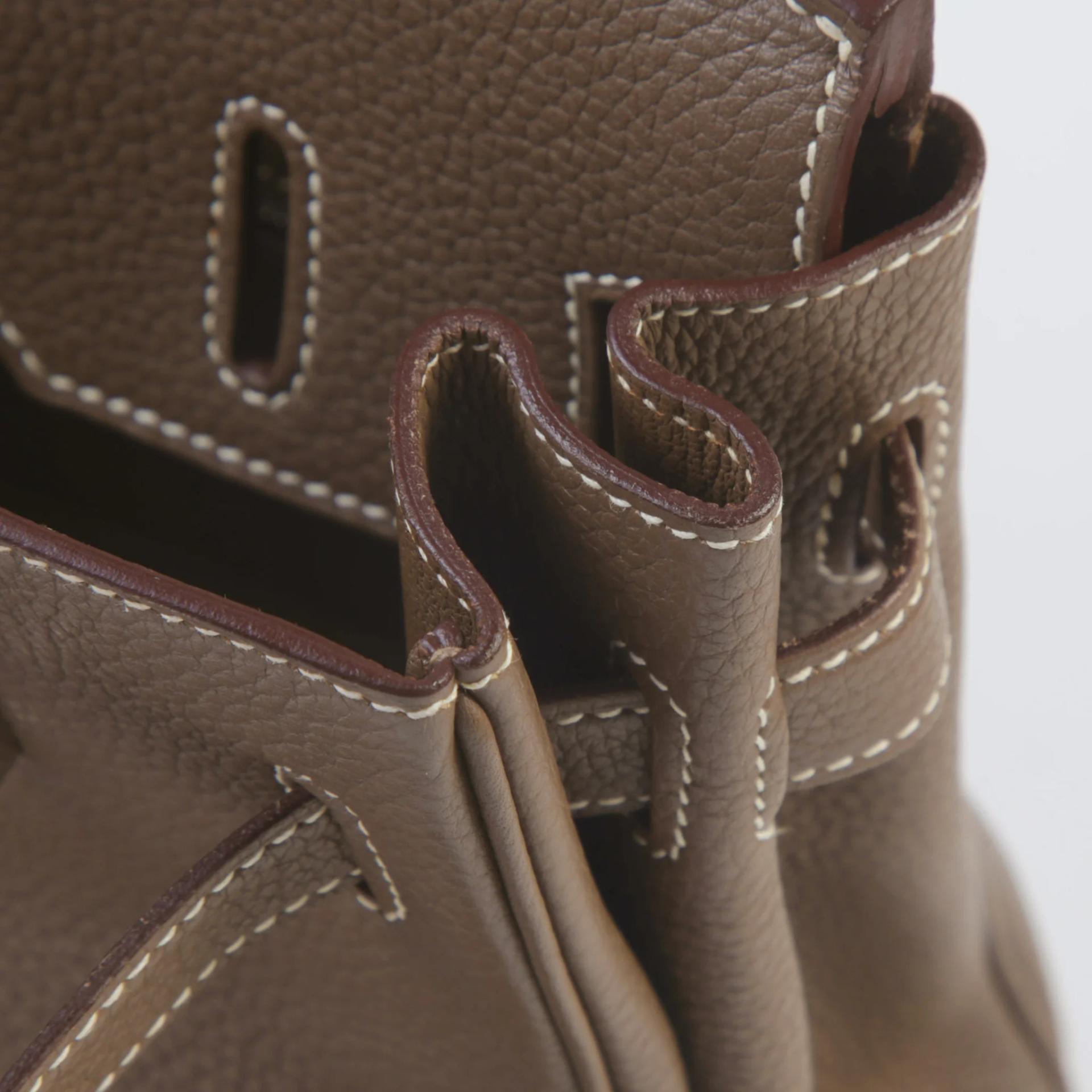 Very Good ( Rank A) HERMÈS Birkin 30 Etoupe (18) Togo Palladium hardware Square R (2014) - 12