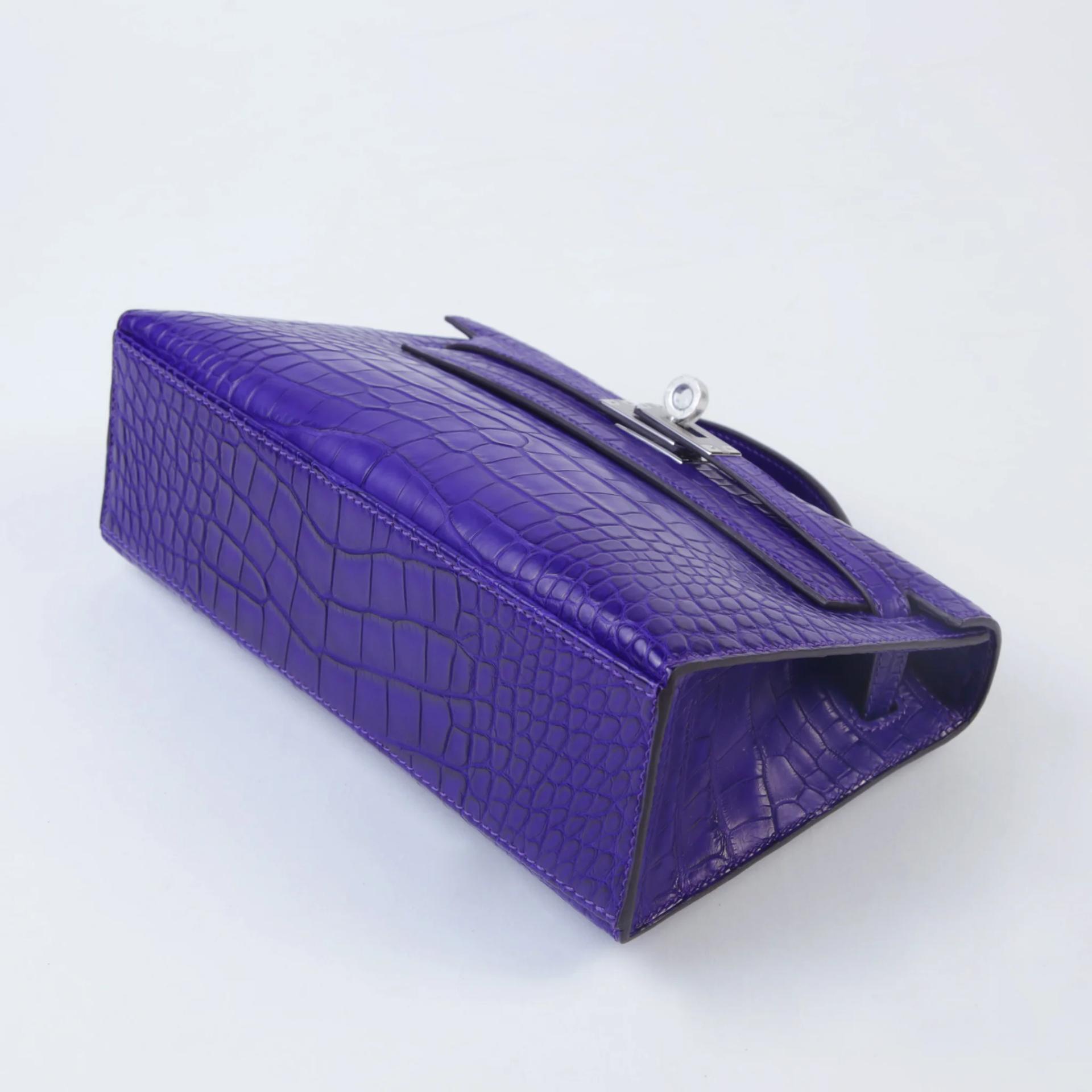 Brand New ( Rank N ) HERMÈS Kelly Pochette Purple (X3) Matte Alligator Palladium hardware G (2026) - 5