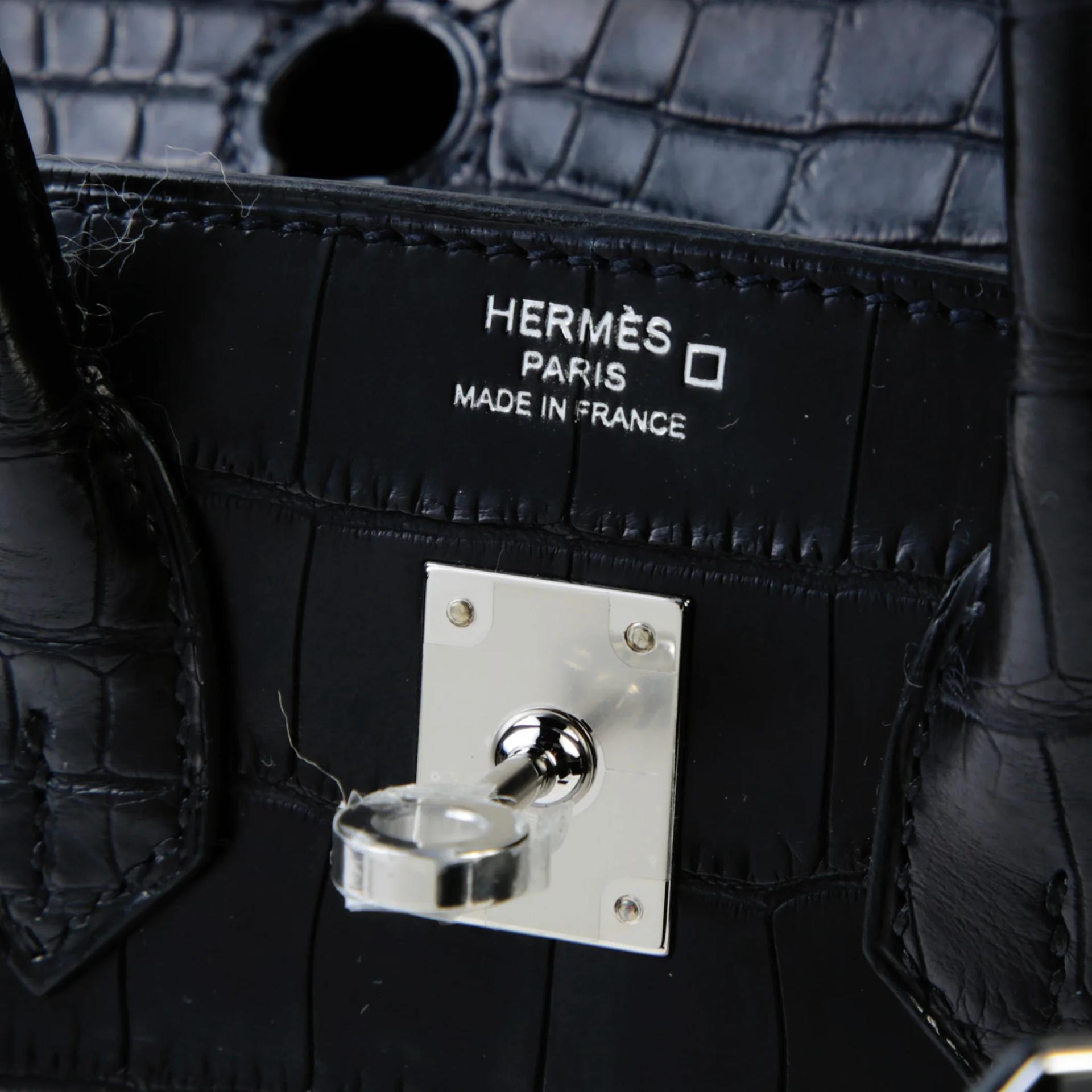 Brand New ( Rank N ) HERMÈS Birkin 25 Noir (89) Matte Alligator Palladium hardware K (2025) - 9