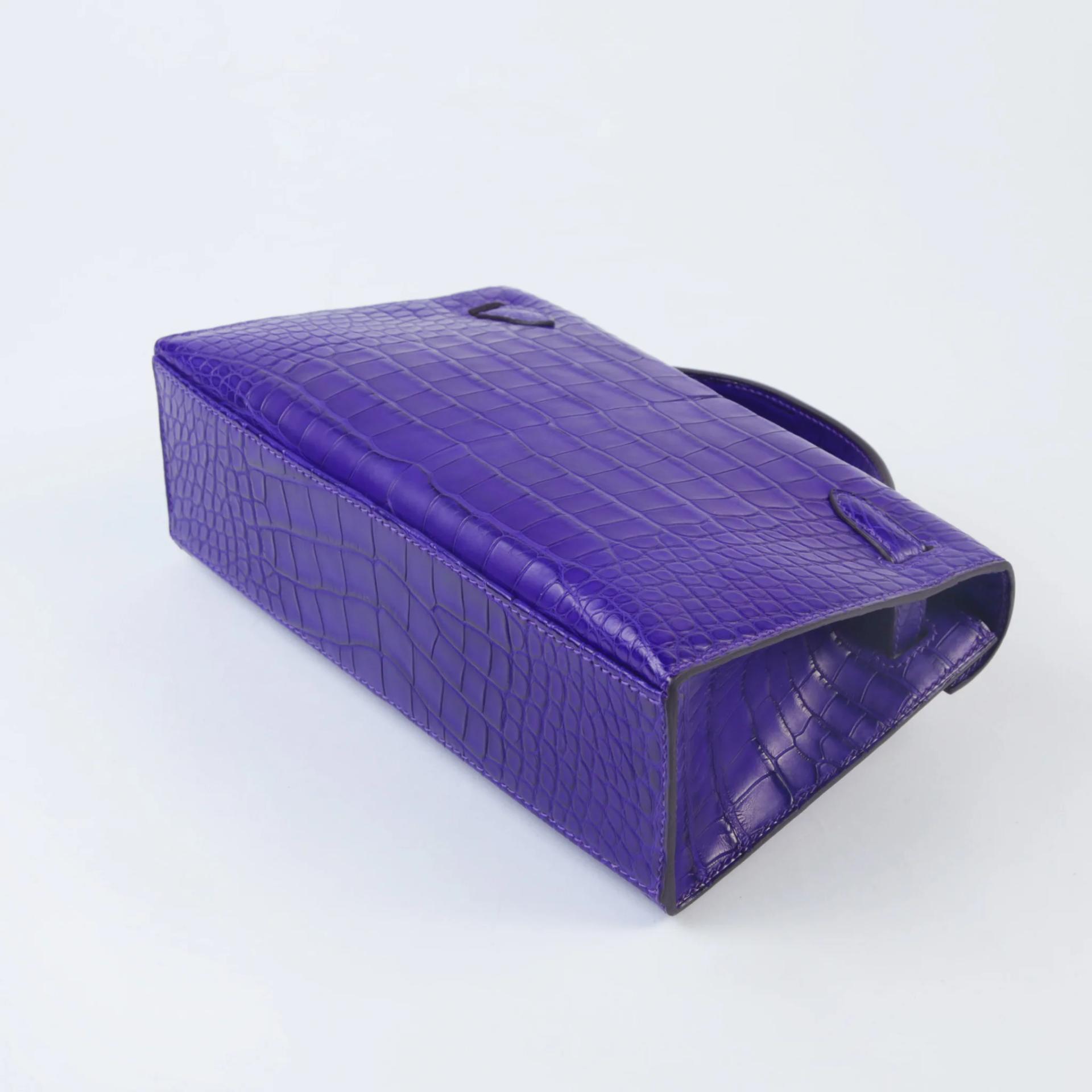 Brand New ( Rank N ) HERMÈS Kelly Pochette Purple (X3) Matte Alligator Palladium hardware G (2026) - 7