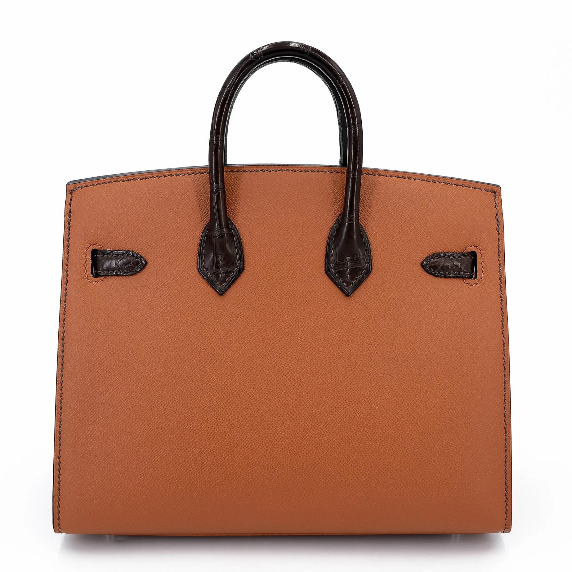 SA超美品 HERMÈS 爱马仕 限量收藏款 Birkin Faubourg 20 房子包 37 金棕色 Gold 46 乌木色 Ebene 4G Brulee 93 爱马仕橘 Orange 10 奶昔白 Craie □ 短吻鳄 雾面 Madame皮 Sombrero皮 Swift牛皮 银扣 Y刻 2020年 - 2