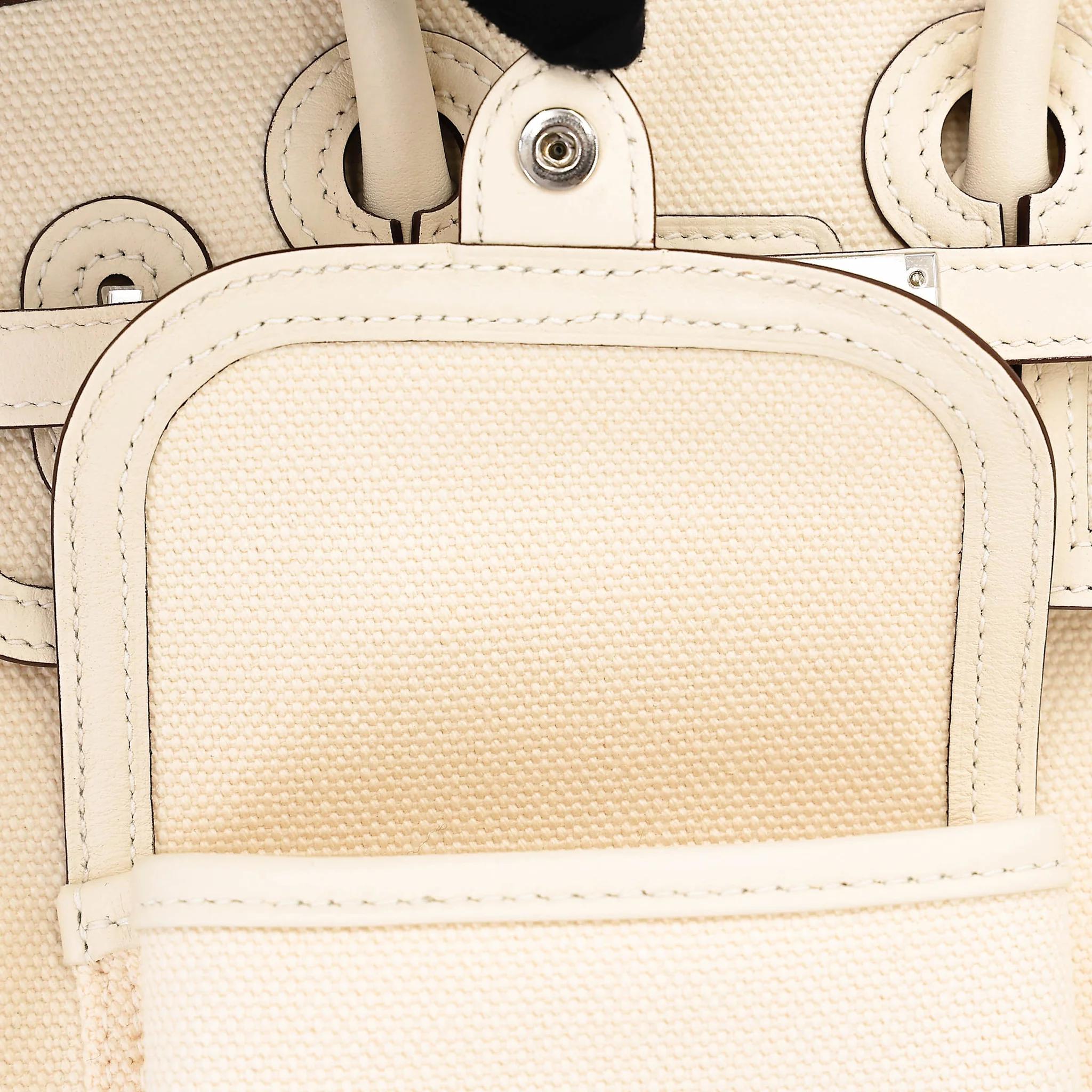 Excellent ( Rank SA ) HERMÈS Limited Edition Birkin Cargo 25 Nata (I2) Swift Toile Goeland canvas Palladium hardware U (2022) - 14