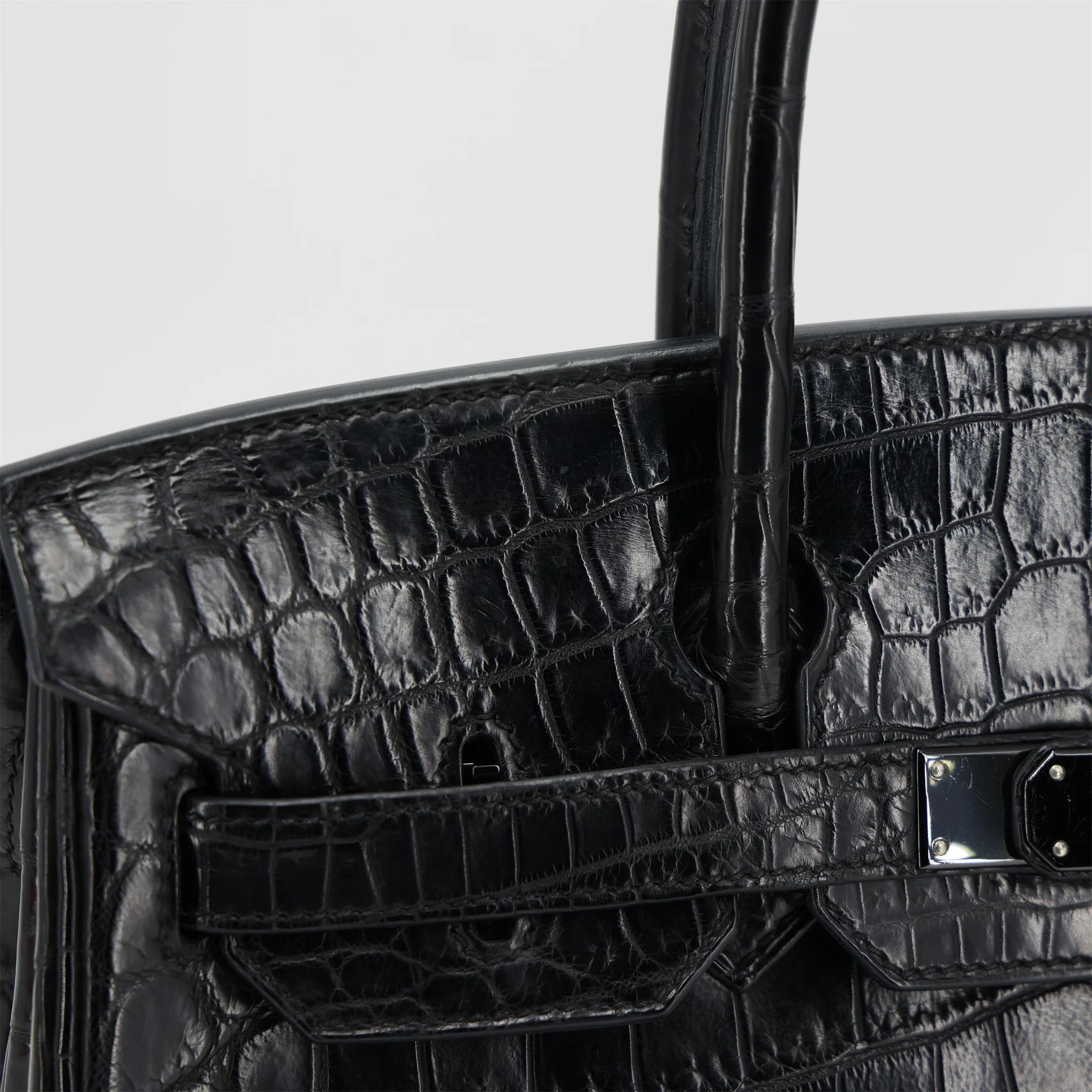 A美品 HERMÈS 爱马仕 限量收藏款 Birkin 30 So Black 89 黑色 Noir (Black) •• 尼罗鳄 雾面 黑扣 □N刻 2010年 - 12