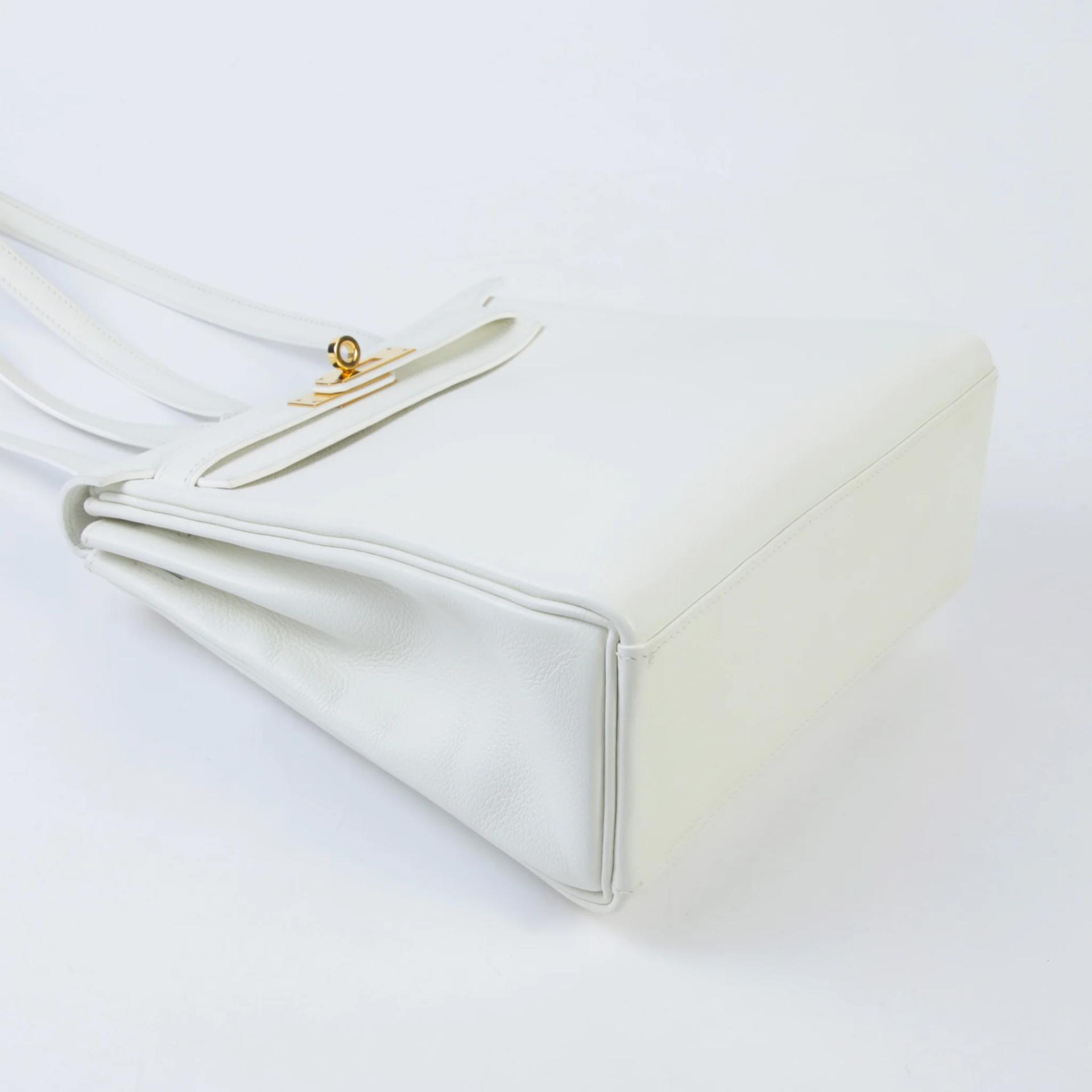 Very Good ( Rank A) HERMÈS Kelly Ado PM White (01) Evercolor Gold hardware Z (2021) - 5