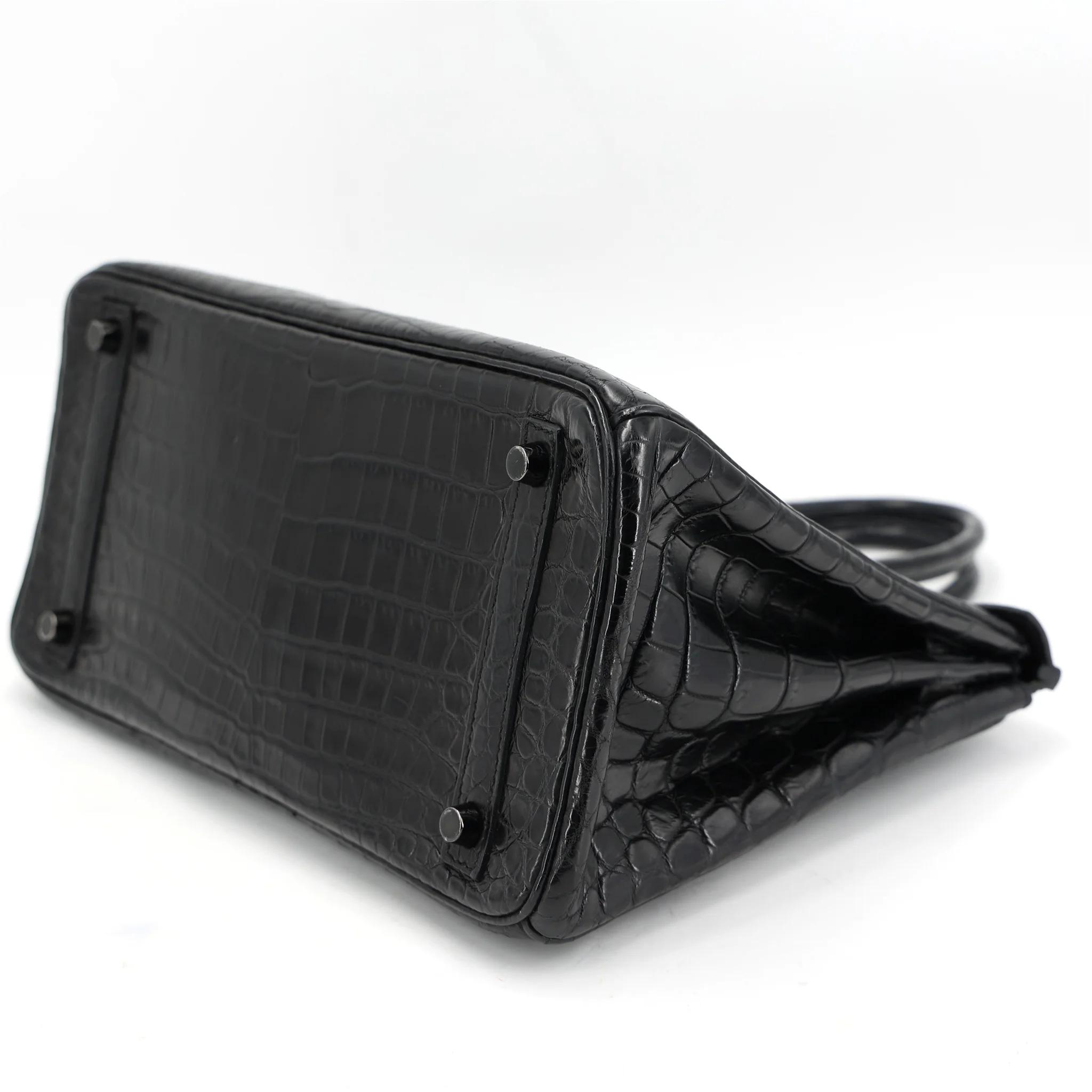A美品 HERMÈS 爱马仕 限量收藏款 Birkin 30 So Black 89 黑色 Noir (Black) •• 尼罗鳄 雾面 黑扣 □N刻 2010年 - 5