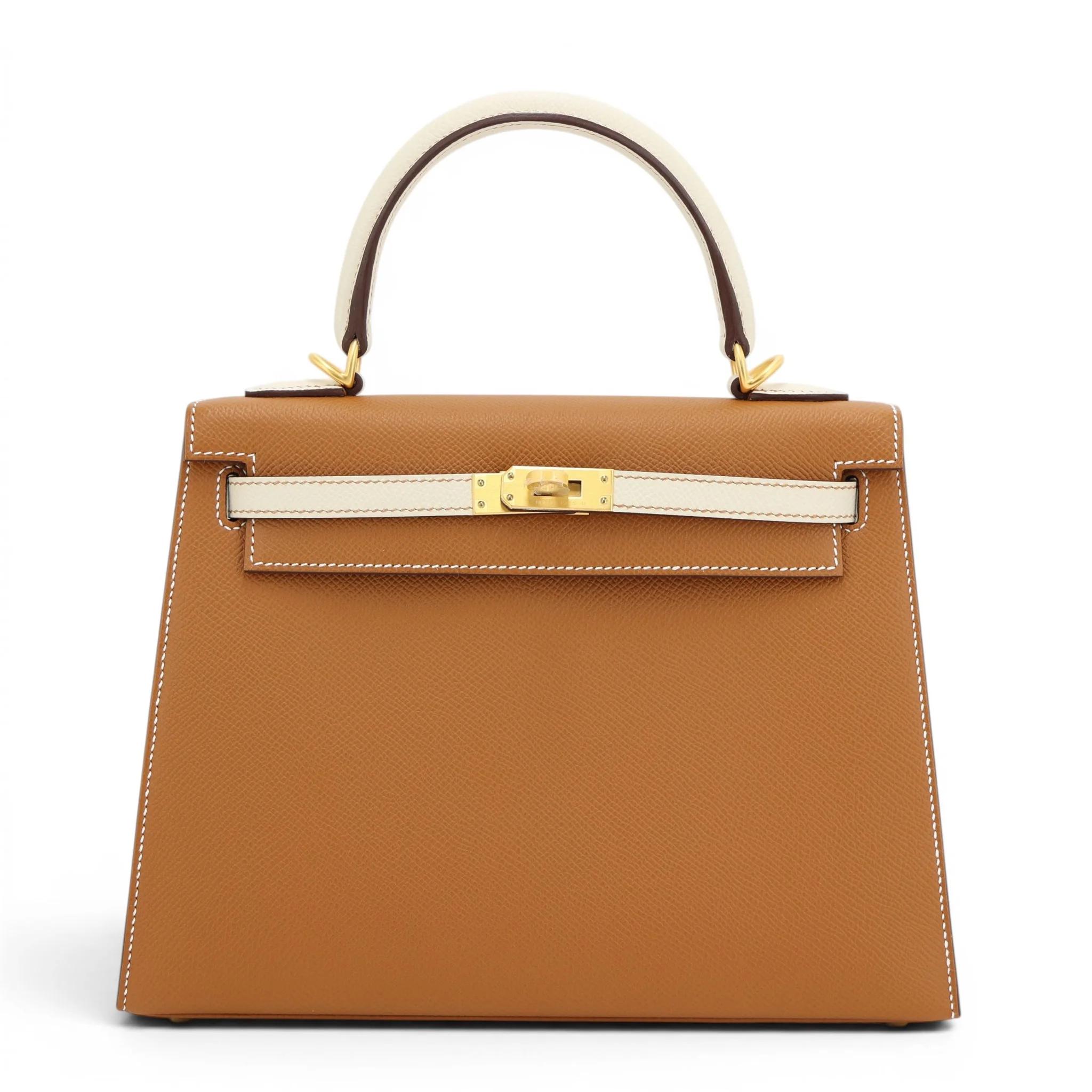 Unused ( Rank NS ) HERMÈS Special Order Kelly 25 Sellier Gold (37) Craie (10) Epsom Brushed Gold hardware W (2024) - 1