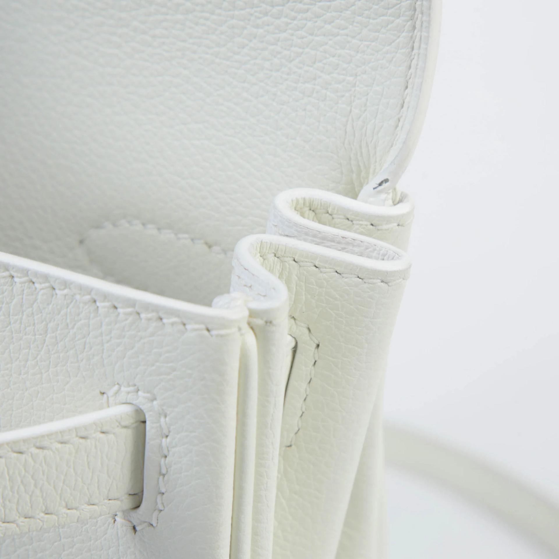 Very Good ( Rank A) HERMÈS Kelly Ado PM White (01) Evercolor Gold hardware Z (2021) - 11