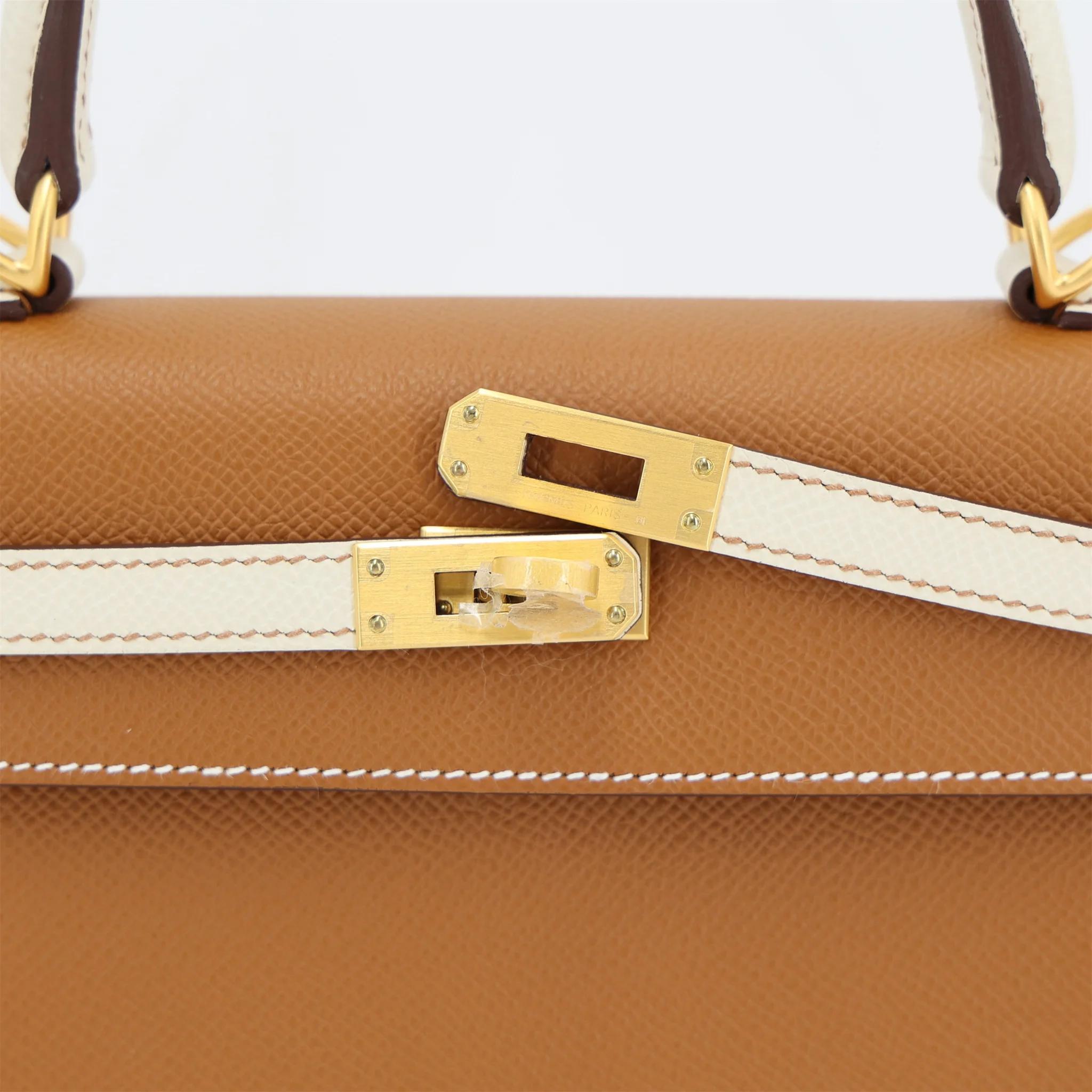 Unused ( Rank NS ) HERMÈS Special Order Kelly 25 Sellier Gold (37) Craie (10) Epsom Brushed Gold hardware W (2024) - 8