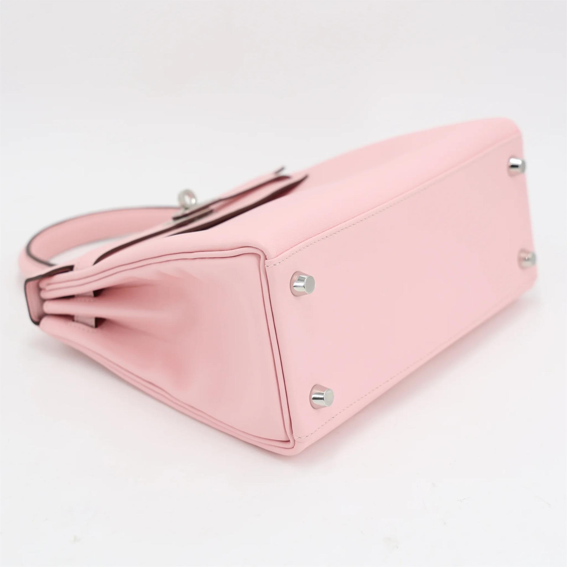 Brand New ( Rank N ) HERMÈS Kelly 25 Rose Sakura (3Q) Swift Palladium hardware K (2025) - 4