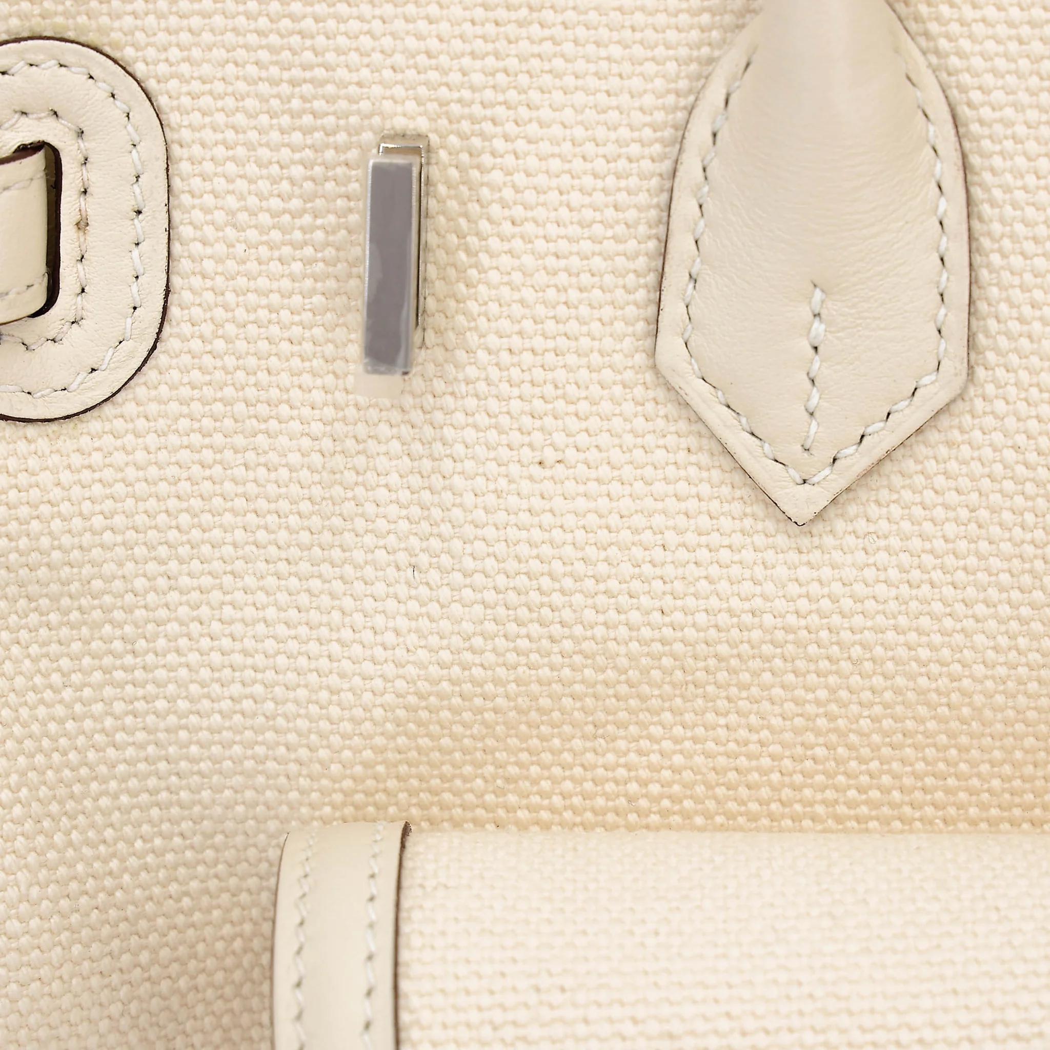 Excellent ( Rank SA ) HERMÈS Limited Edition Birkin Cargo 25 Nata (I2) Swift Toile Goeland canvas Palladium hardware U (2022) - 19