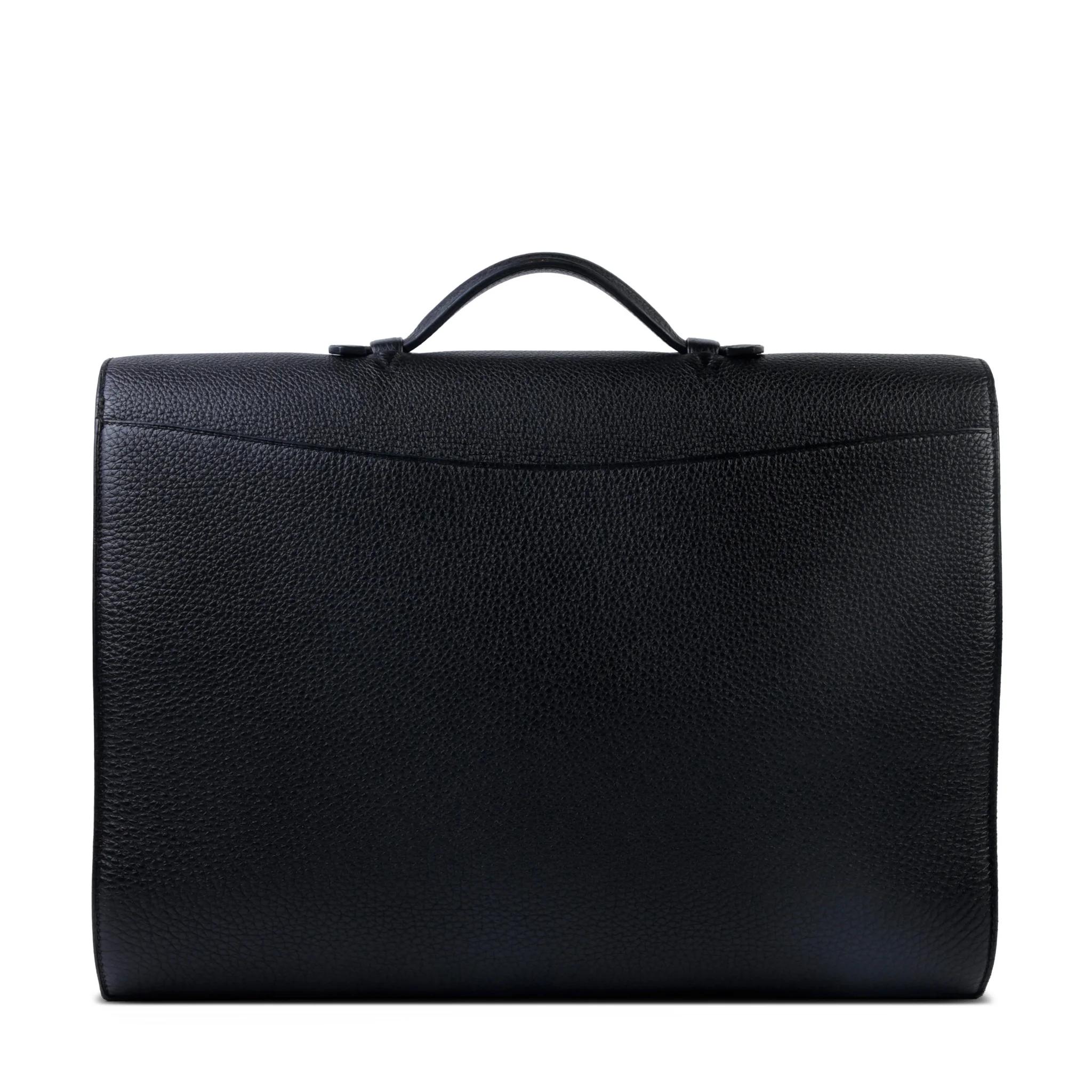 Very Good ( Rank A) HERMÈS Sac a Depeches 38 Noir (89) Togo Palladium hardware Square Q (2013) - 2