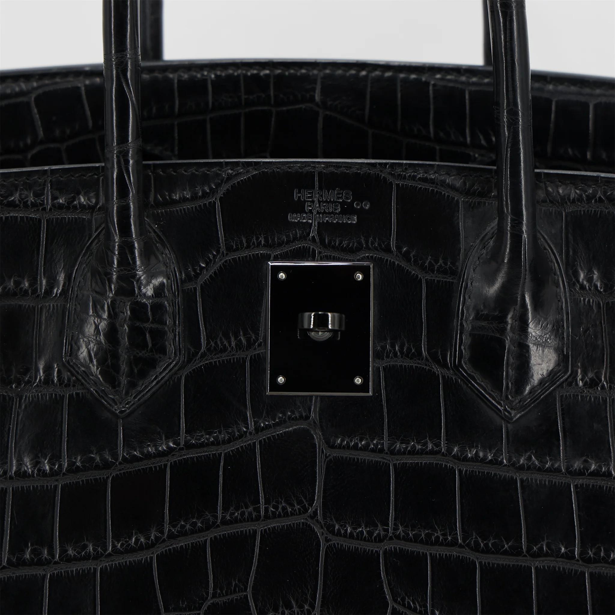 A美品 HERMÈS 爱马仕 限量收藏款 Birkin 30 So Black 89 黑色 Noir (Black) •• 尼罗鳄 雾面 黑扣 □N刻 2010年 - 10