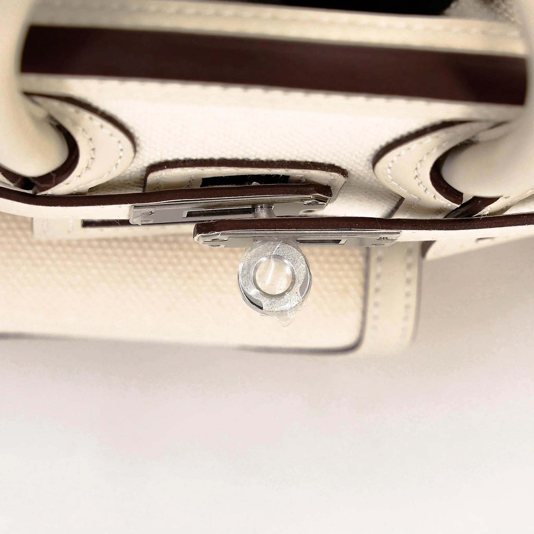Excellent ( Rank SA ) HERMÈS Limited Edition Birkin Cargo 25 Nata (I2) Swift Toile Goeland canvas Palladium hardware U (2022) - 18