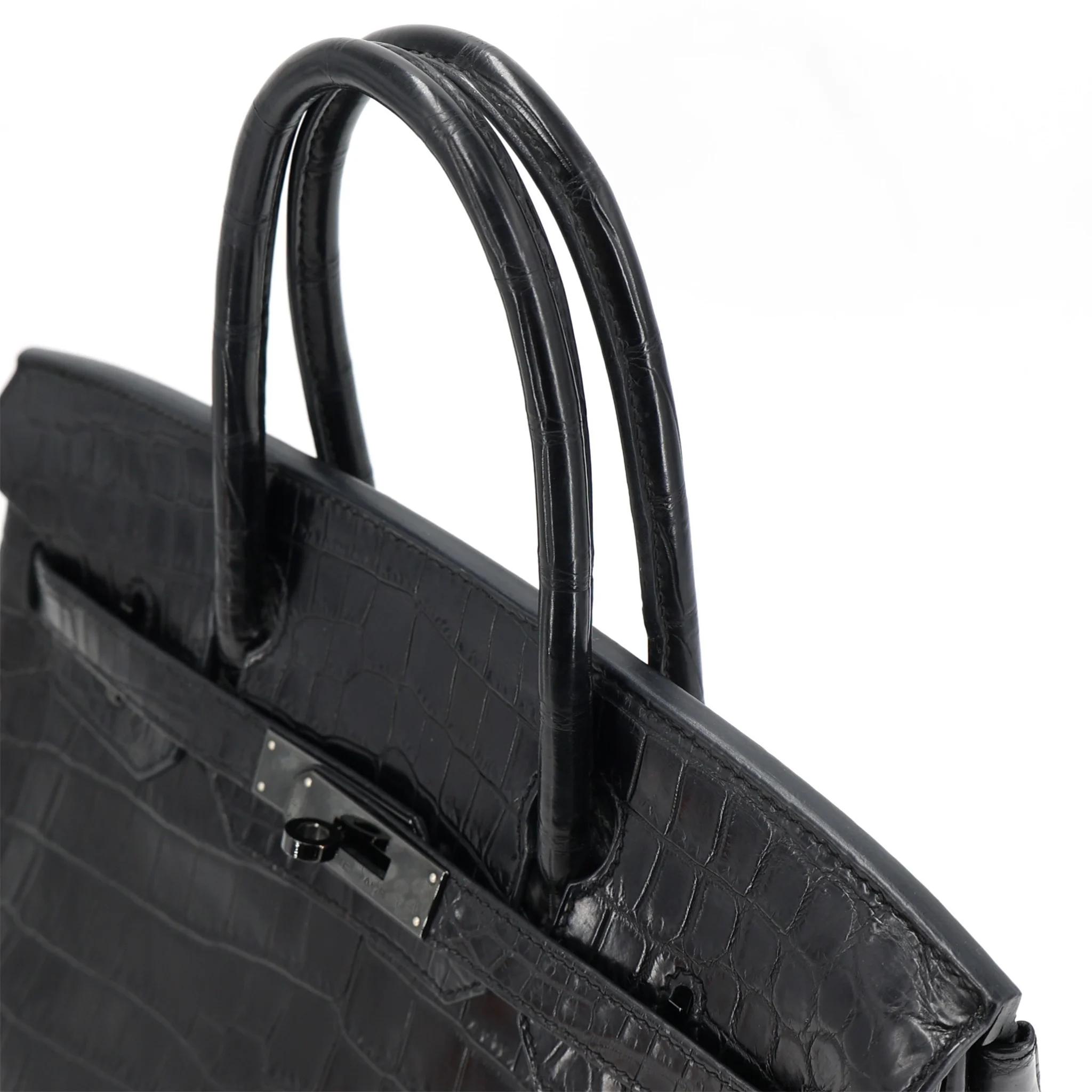 A美品 HERMÈS 爱马仕 限量收藏款 Birkin 30 So Black 89 黑色 Noir (Black) •• 尼罗鳄 雾面 黑扣 □N刻 2010年 - 3
