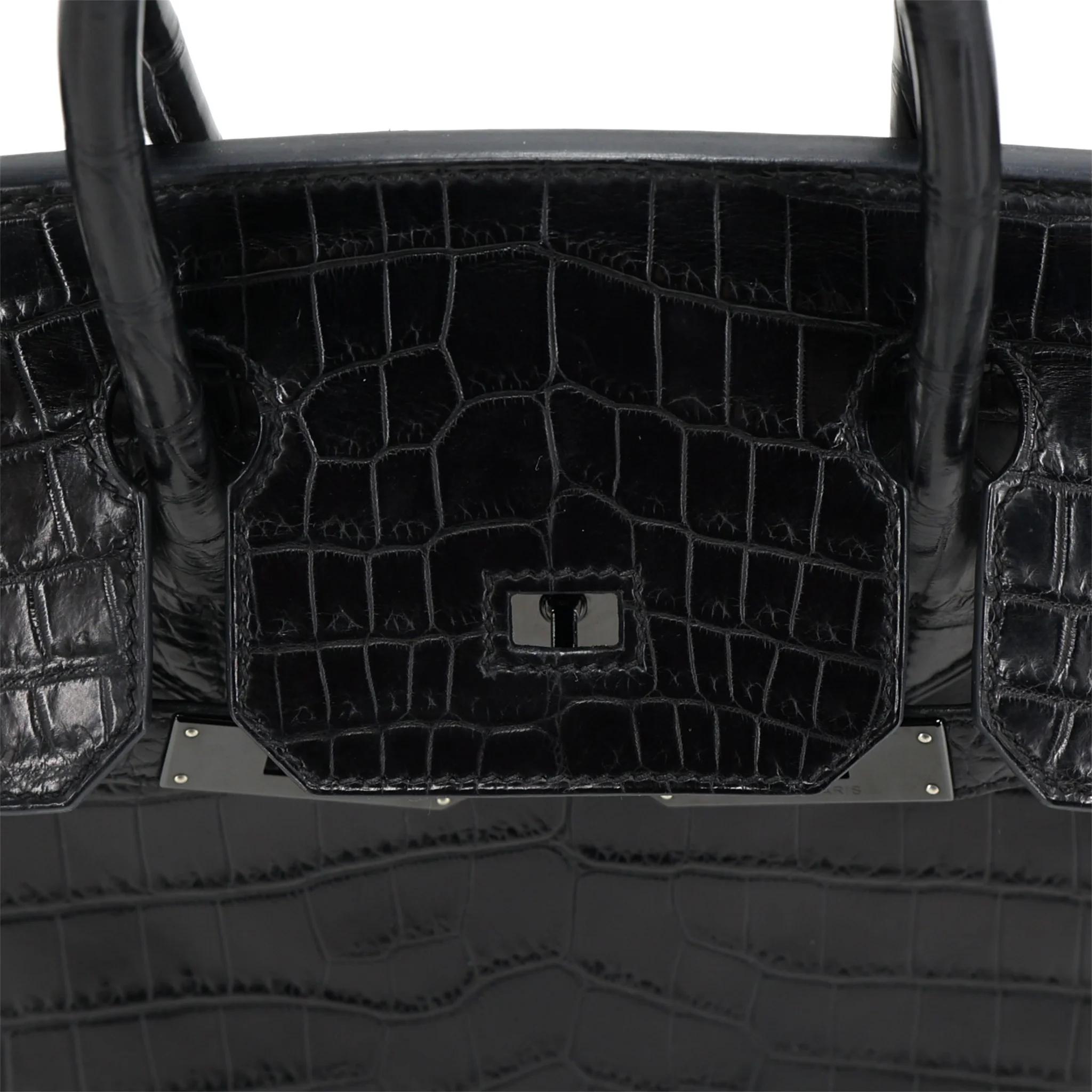 A美品 HERMÈS 爱马仕 限量收藏款 Birkin 30 So Black 89 黑色 Noir (Black) •• 尼罗鳄 雾面 黑扣 □N刻 2010年 - 11