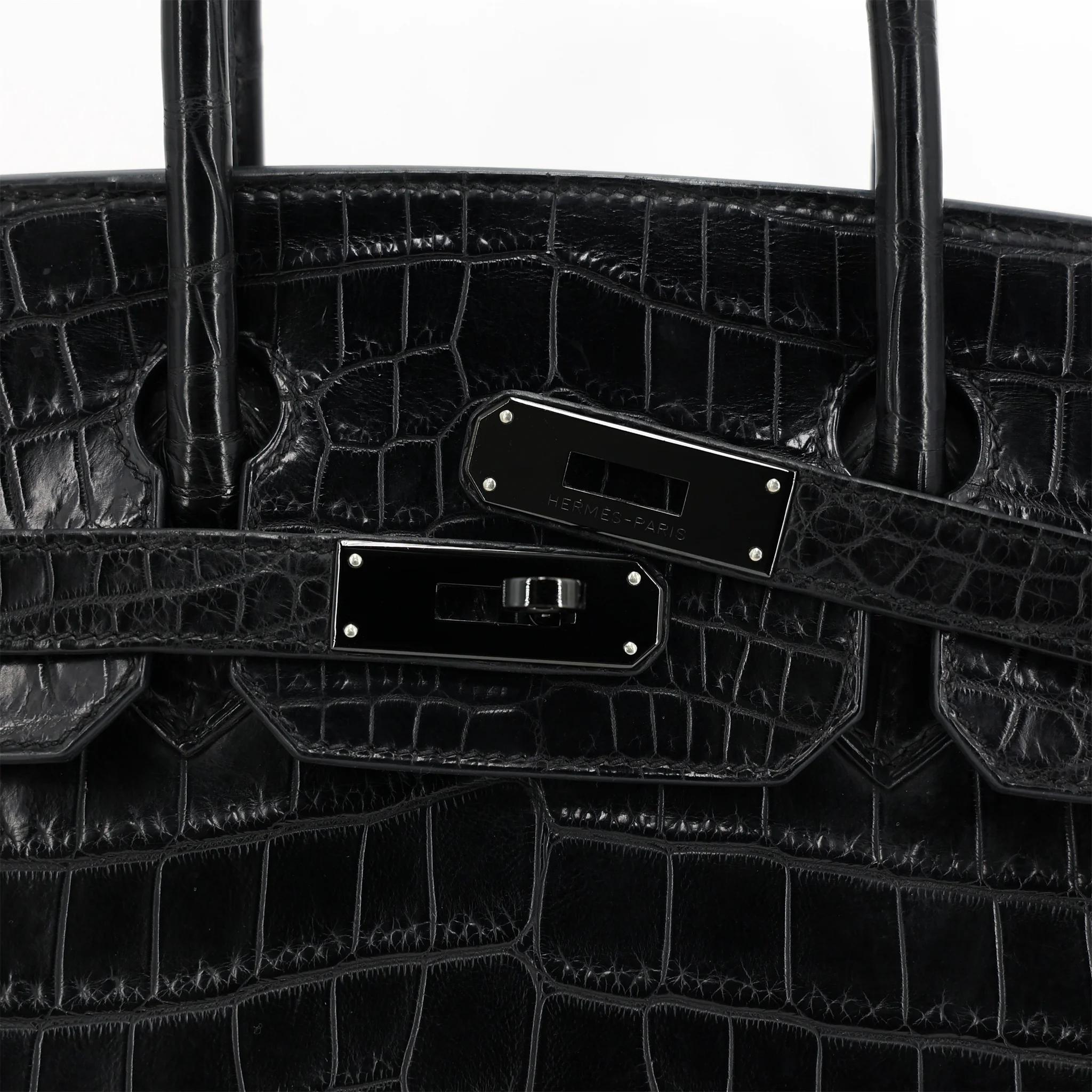 A美品 HERMÈS 爱马仕 限量收藏款 Birkin 30 So Black 89 黑色 Noir (Black) •• 尼罗鳄 雾面 黑扣 □N刻 2010年 - 8