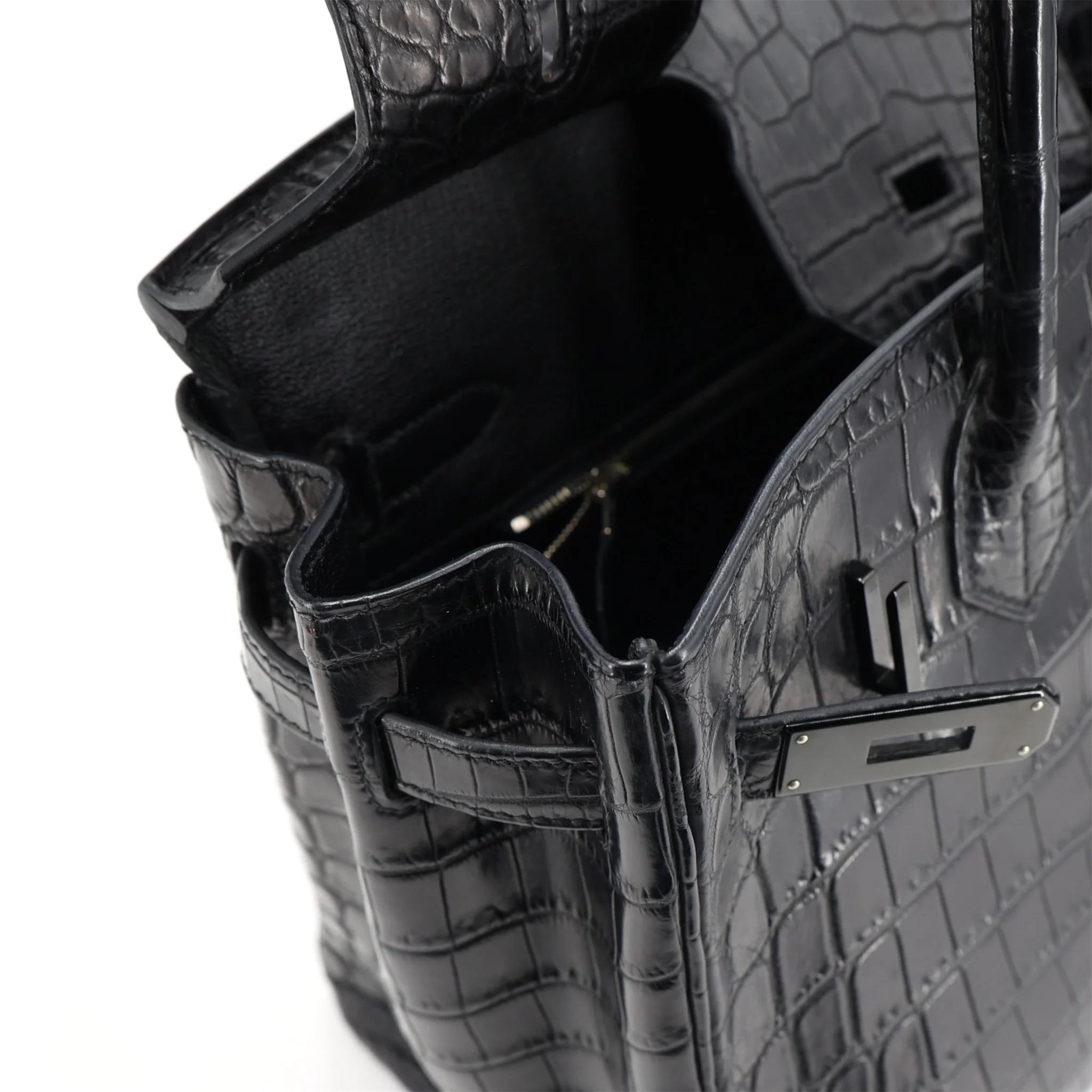 A美品 HERMÈS 爱马仕 限量收藏款 Birkin 30 So Black 89 黑色 Noir (Black) •• 尼罗鳄 雾面 黑扣 □N刻 2010年 - 14