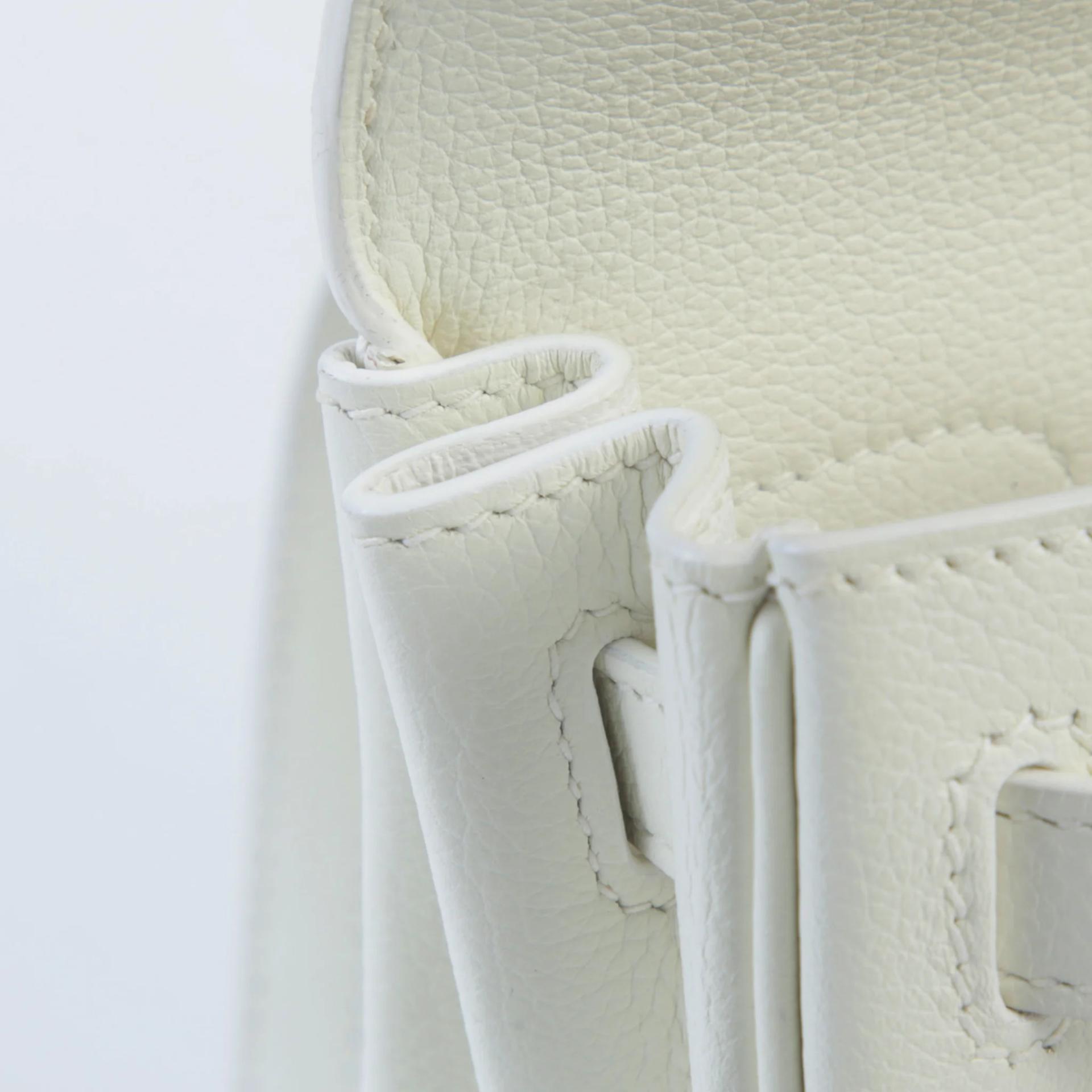 Very Good ( Rank A) HERMÈS Kelly Ado PM White (01) Evercolor Gold hardware Z (2021) - 12