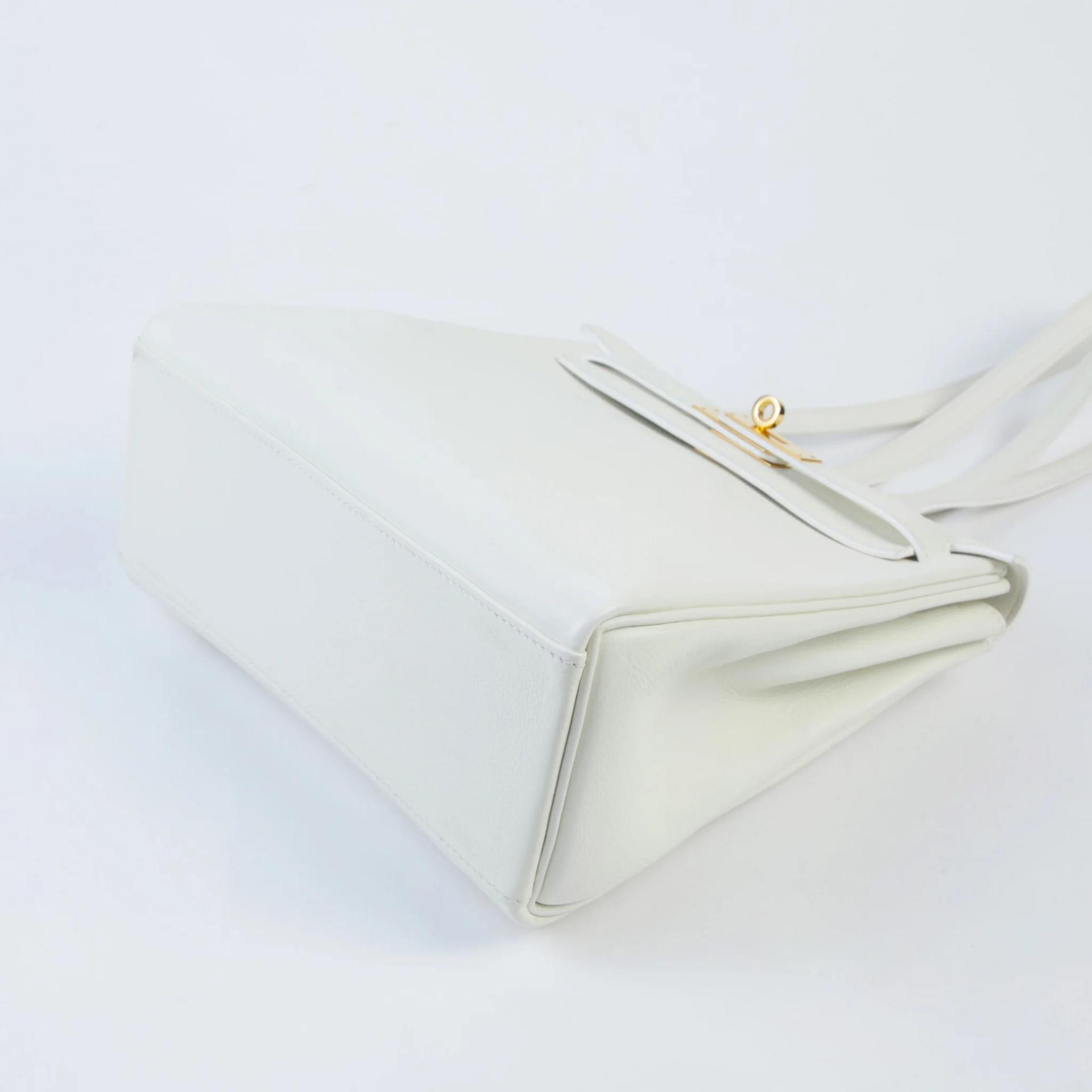 Very Good ( Rank A) HERMÈS Kelly Ado PM White (01) Evercolor Gold hardware Z (2021) - 4