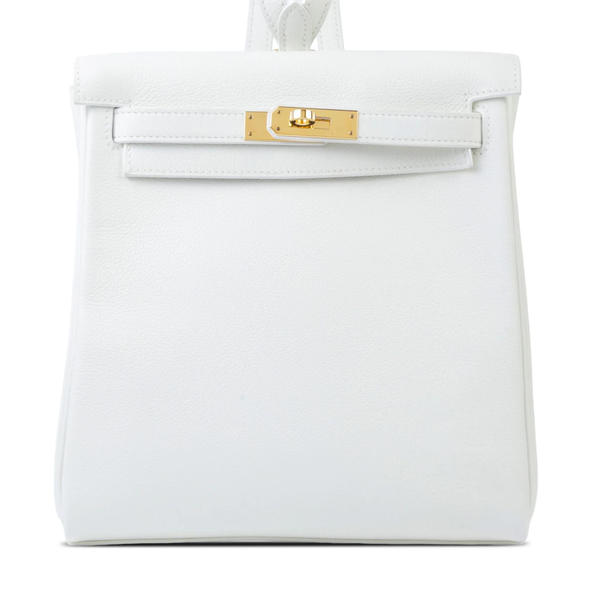 Very Good ( Rank A) HERMÈS Kelly Ado PM White (01) Evercolor Gold hardware Z (2021) - 1