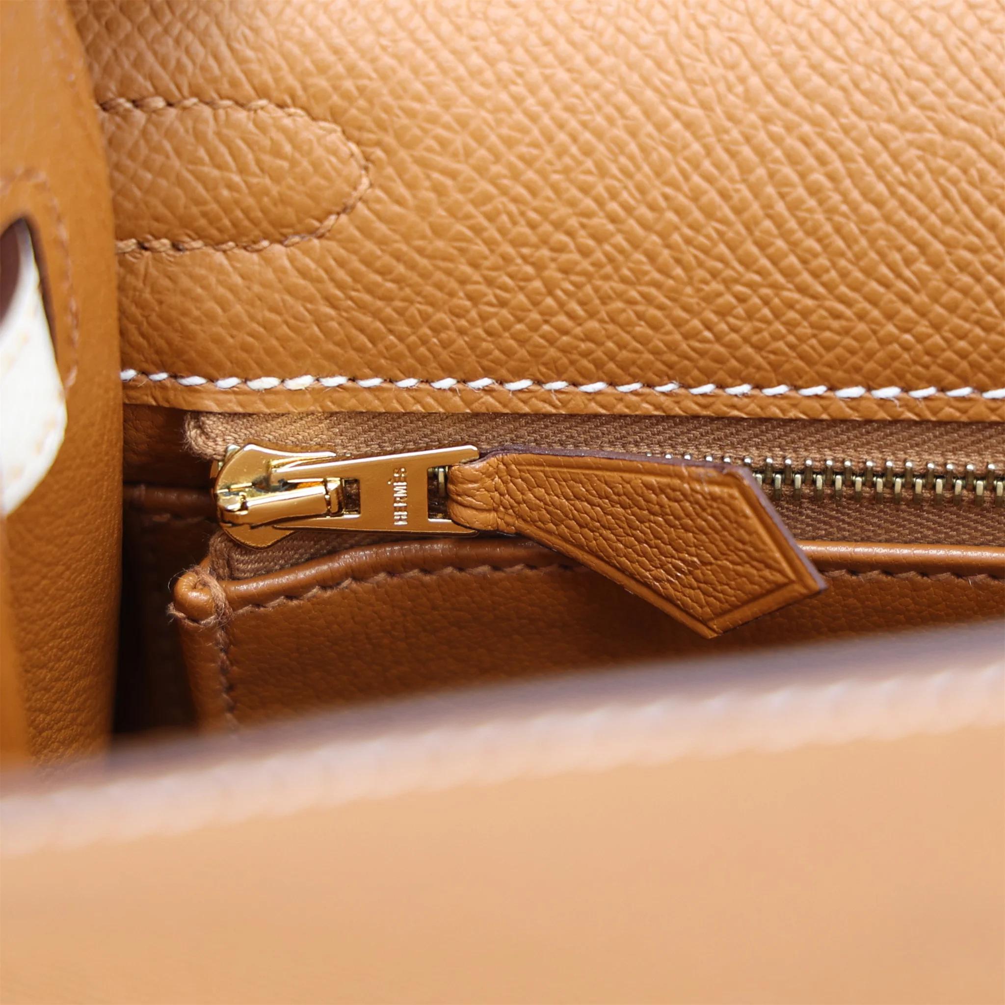 Unused ( Rank NS ) HERMÈS Special Order Kelly 25 Sellier Gold (37) Craie (10) Epsom Brushed Gold hardware W (2024) - 14