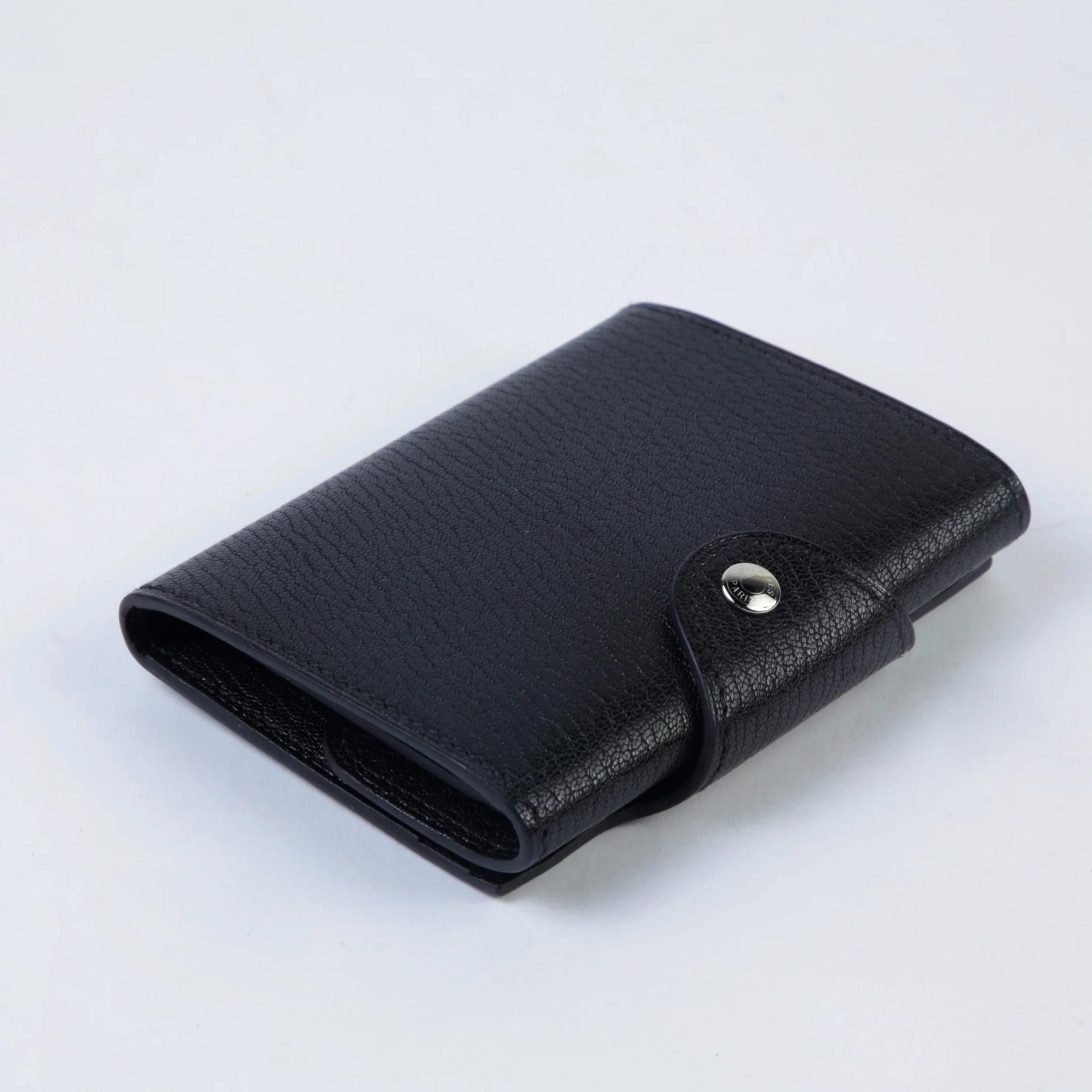 Excellent ( Rank SA ) HERMÈS Iliad Card Case Compact Noir (89) Chevre Palladium hardware W (2024) - 4