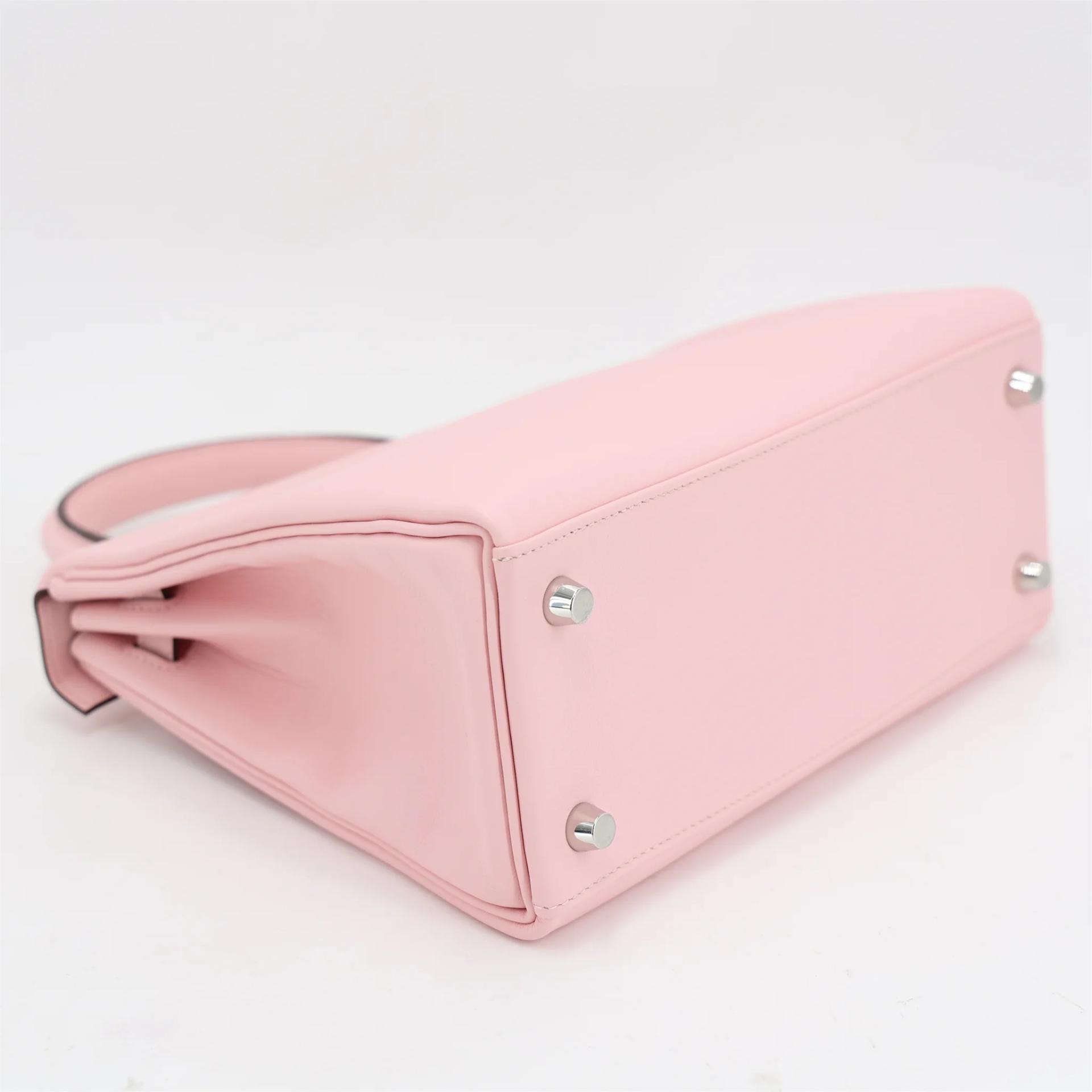 Brand New ( Rank N ) HERMÈS Kelly 25 Rose Sakura (3Q) Swift Palladium hardware K (2025) - 6
