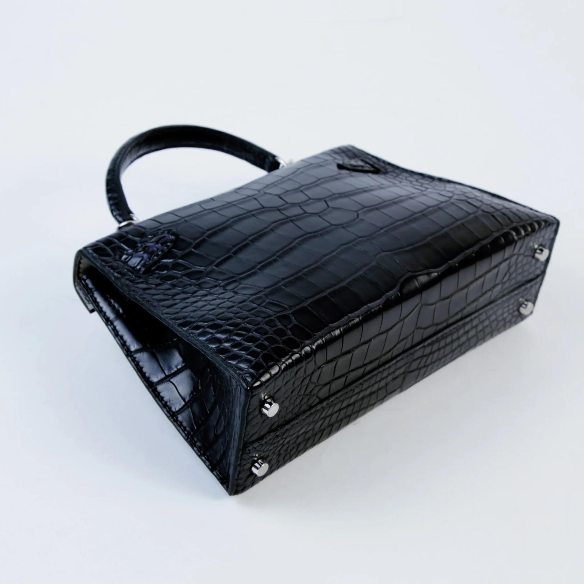 ランク N 新品 HERMÈS エルメス スペシャルオーダー ミニケリー2 ブラック (89) グリパール (80) クロコダイル アリゲーター マット シルバー金具 K刻印 (2025) - 6