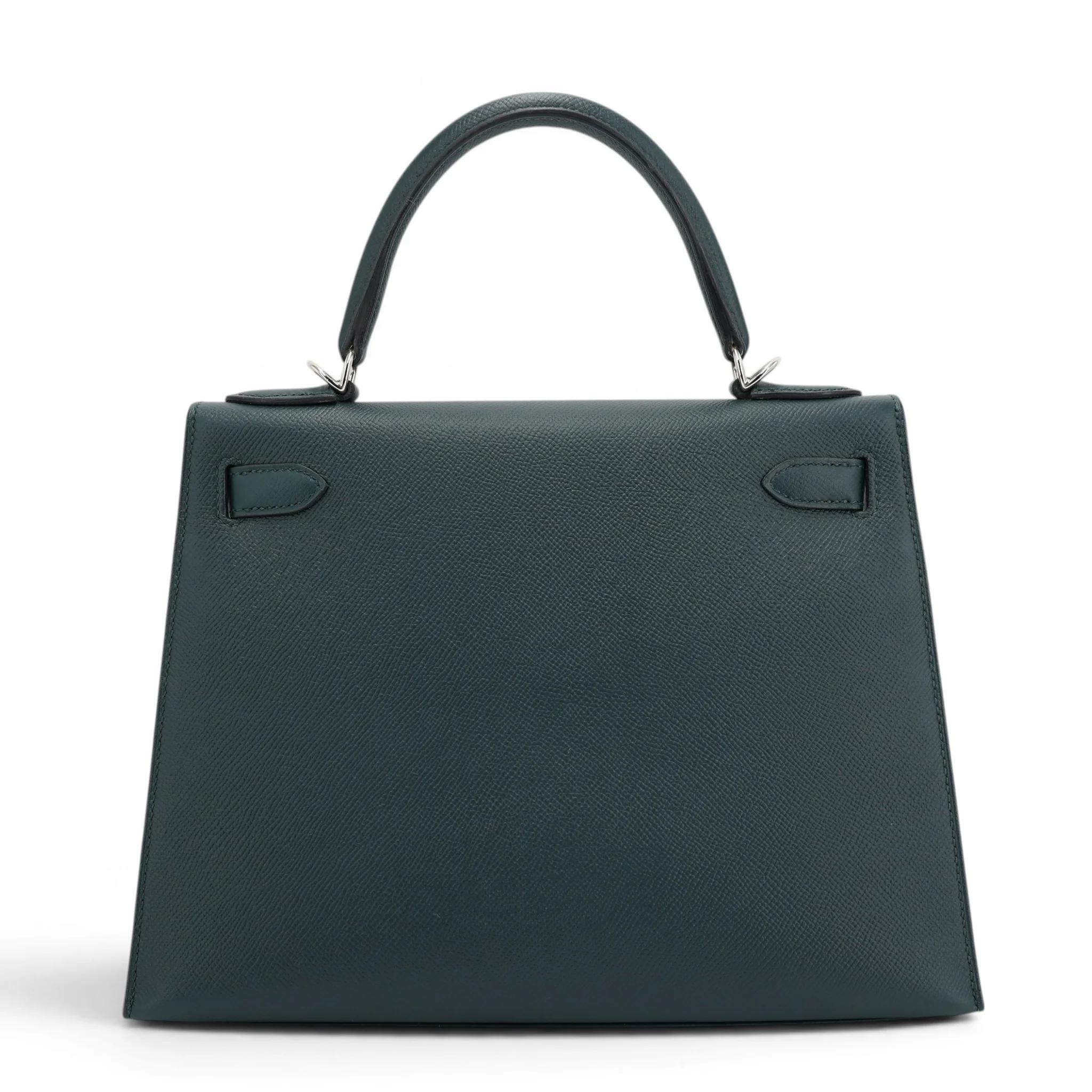 Kelly 28 Sellier Letter H Vert Cypress (6O) Bleu Obscur (K7) Malachite (Z6)