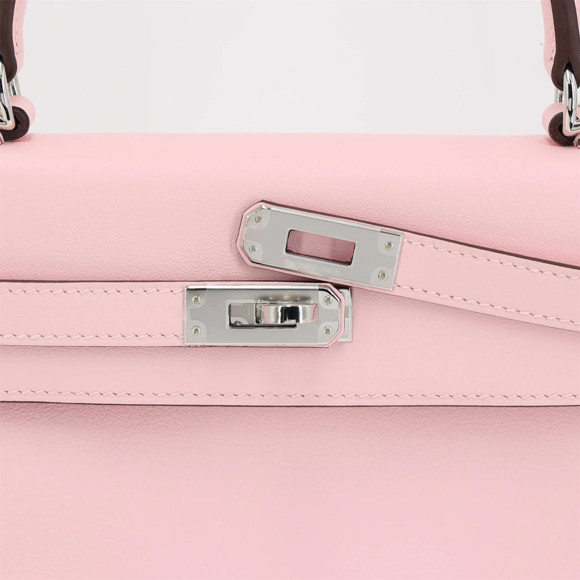 Brand New ( Rank N ) HERMÈS Kelly 25 Rose Sakura (3Q) Swift Palladium hardware K (2025) - 8