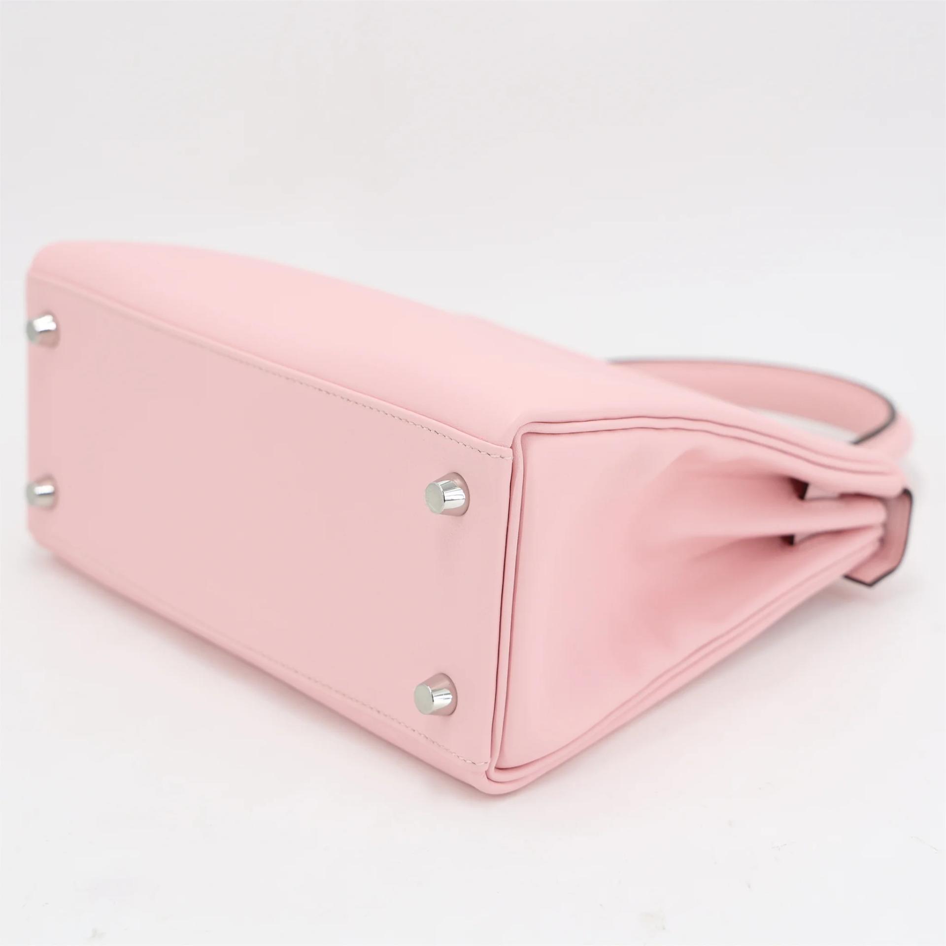 Brand New ( Rank N ) HERMÈS Kelly 25 Rose Sakura (3Q) Swift Palladium hardware K (2025) - 7