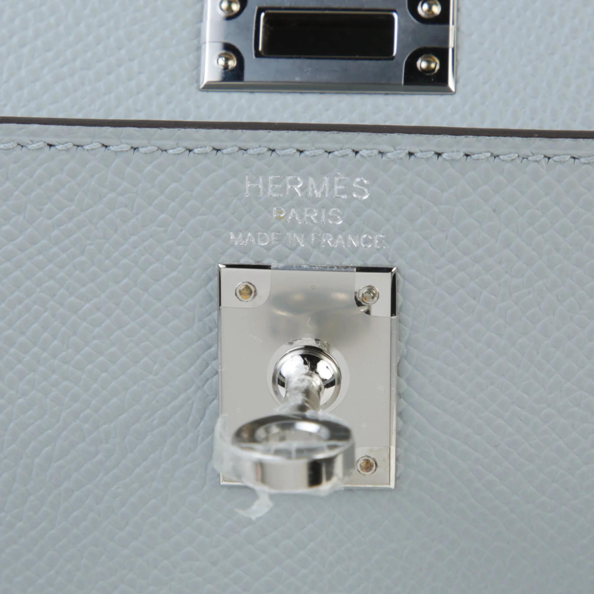 Unused ( Rank NS ) HERMÈS Kelly 25 Sellier Bleu Glacier (8U) Epsom Palladium hardware K (2025) - 12