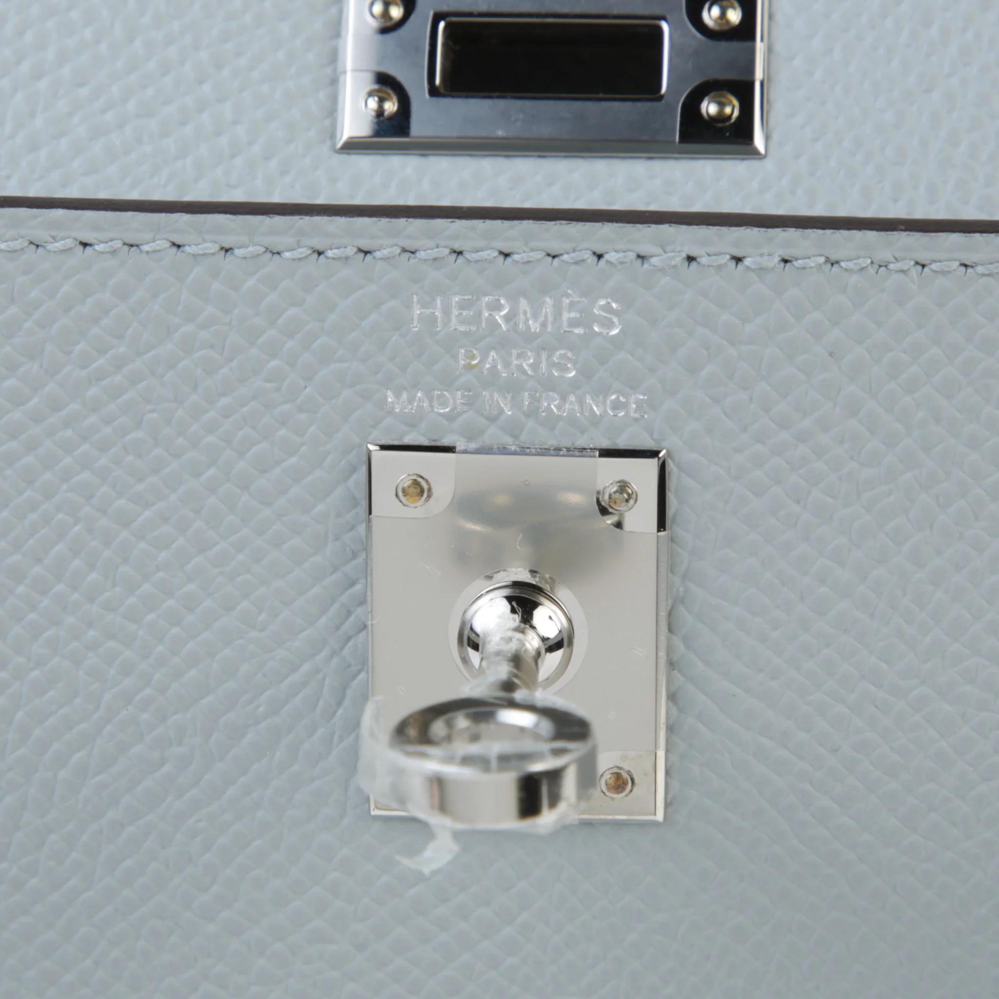 Unused ( Rank NS ) HERMÈS Kelly 25 Sellier Bleu Glacier (8U) Epsom Palladium hardware K (2025) - 12