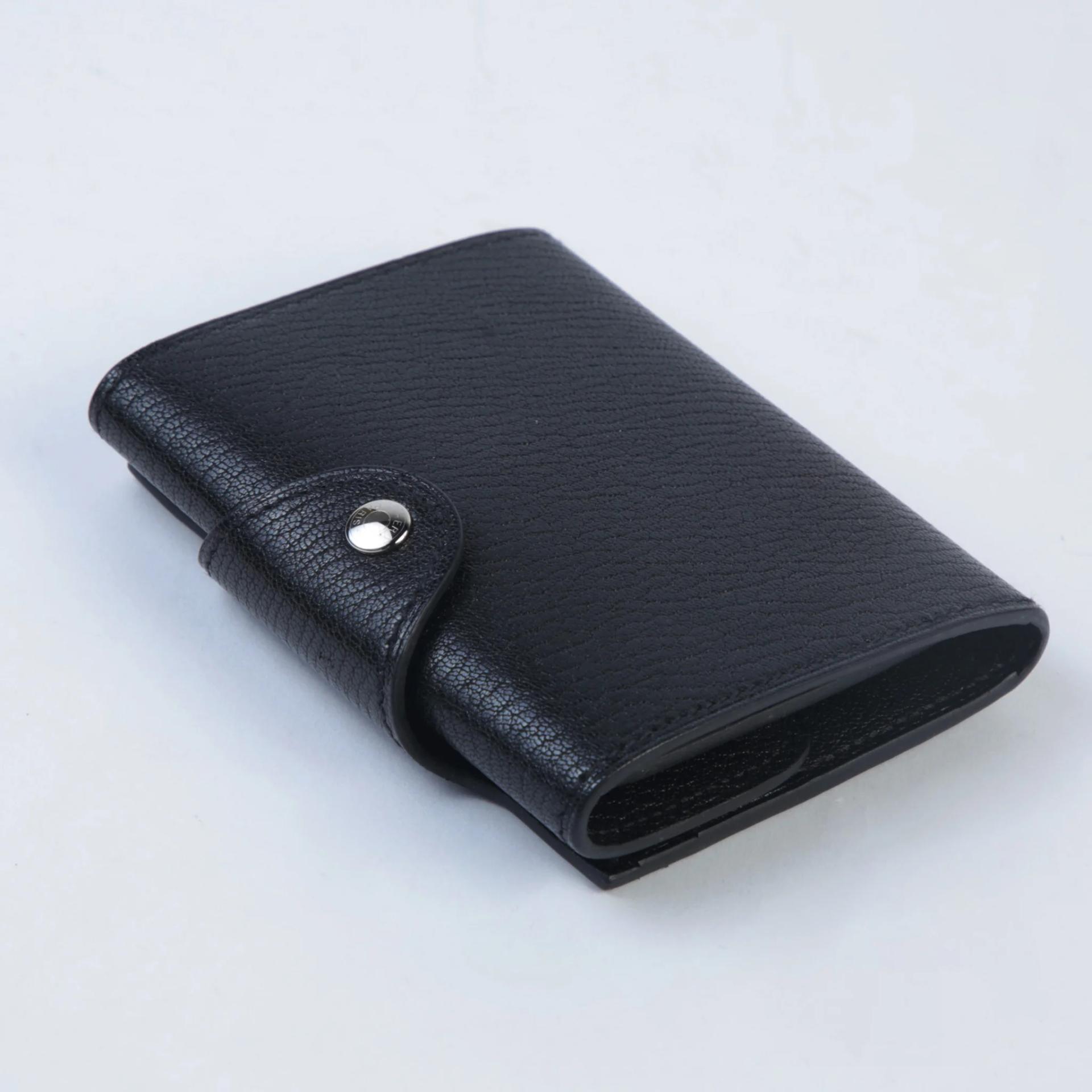 Excellent ( Rank SA ) HERMÈS Iliad Card Case Compact Noir (89) Chevre Palladium hardware W (2024) - 3